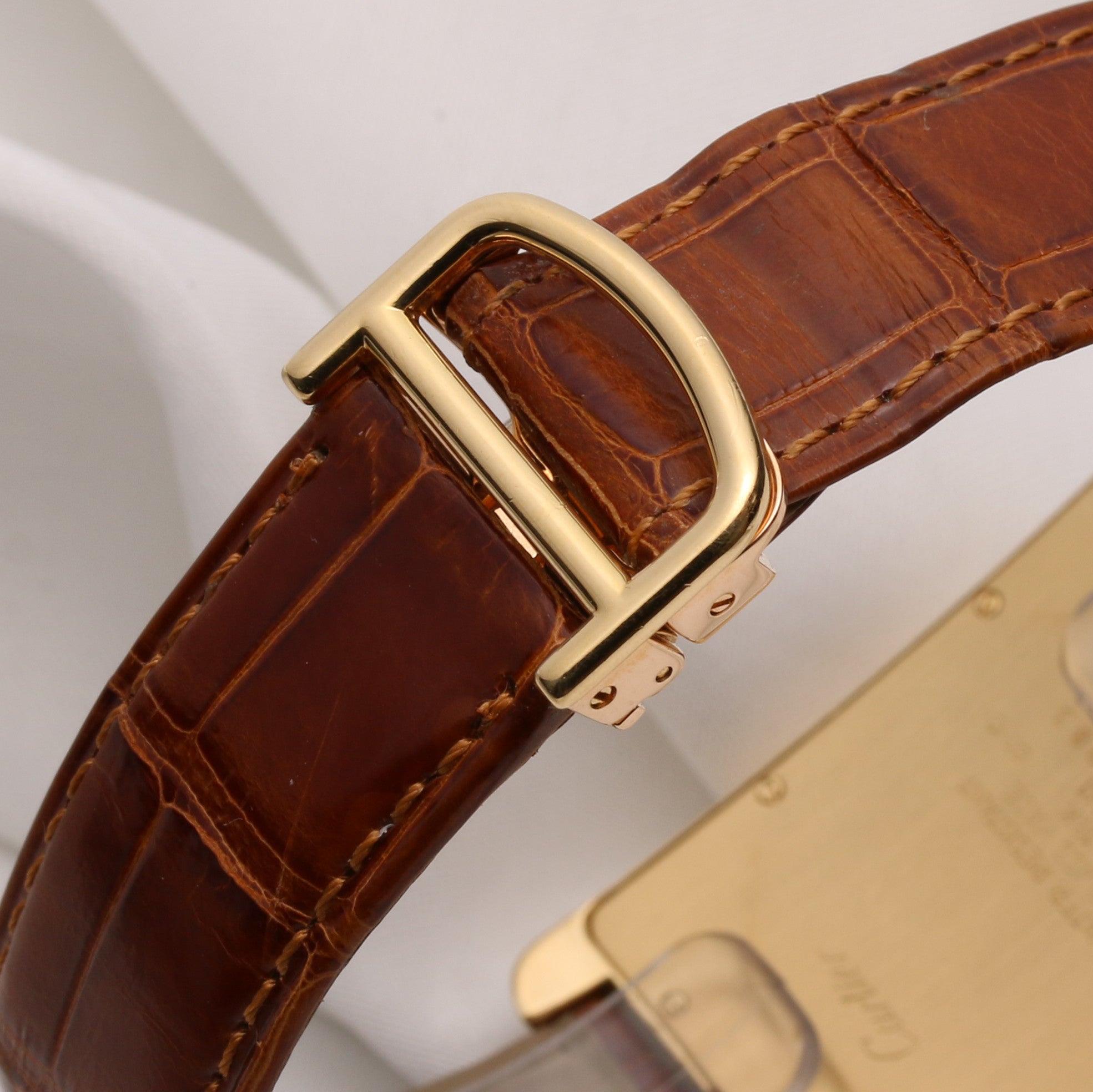 Cartier Tank Américaine Chronograph 2341 18K Yellow Gold Diamond Bezel Second Hand Watch Collectors 9