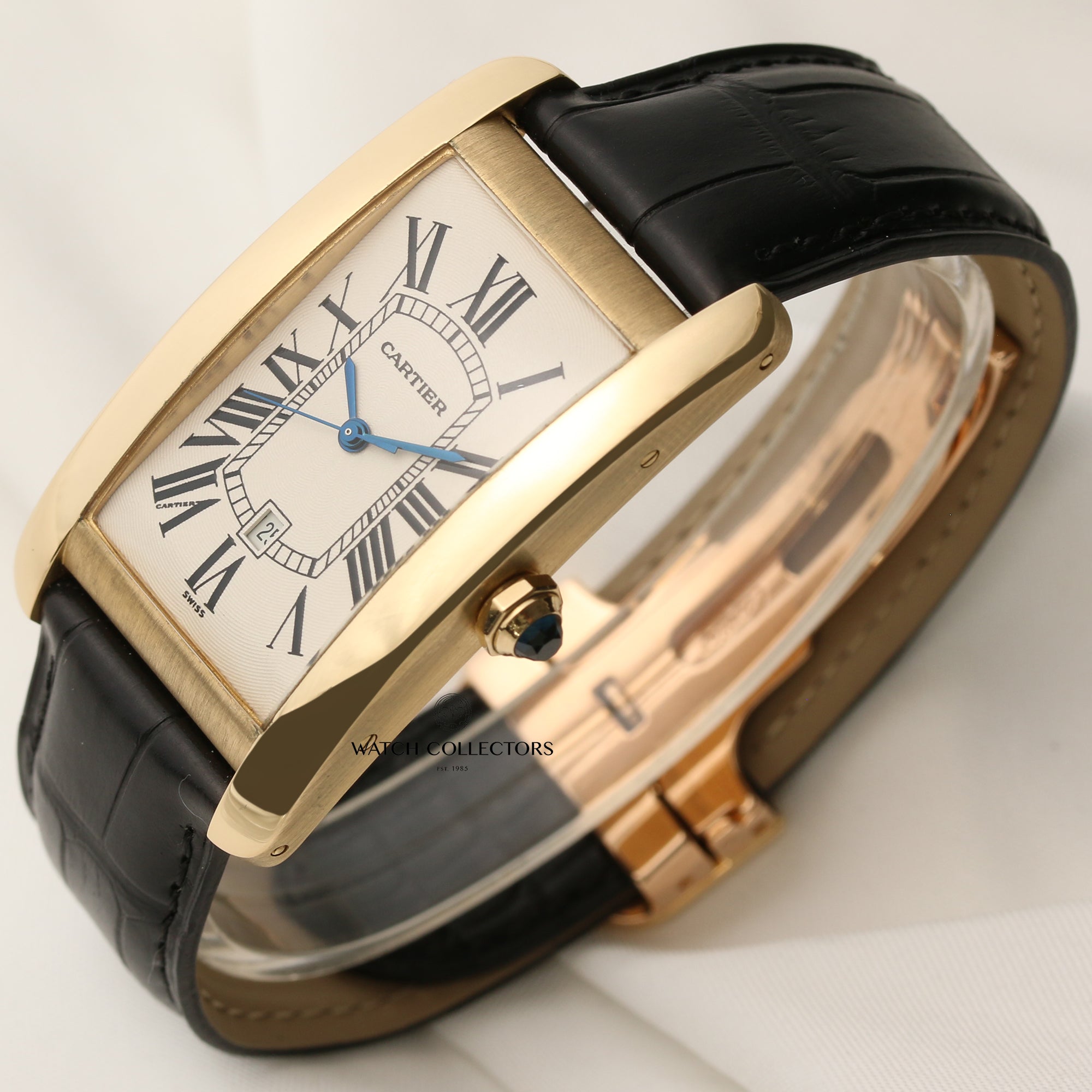 Cartier Tank Americaine 1740 18K Yellow Gold Second Hand Watch Collectors 3