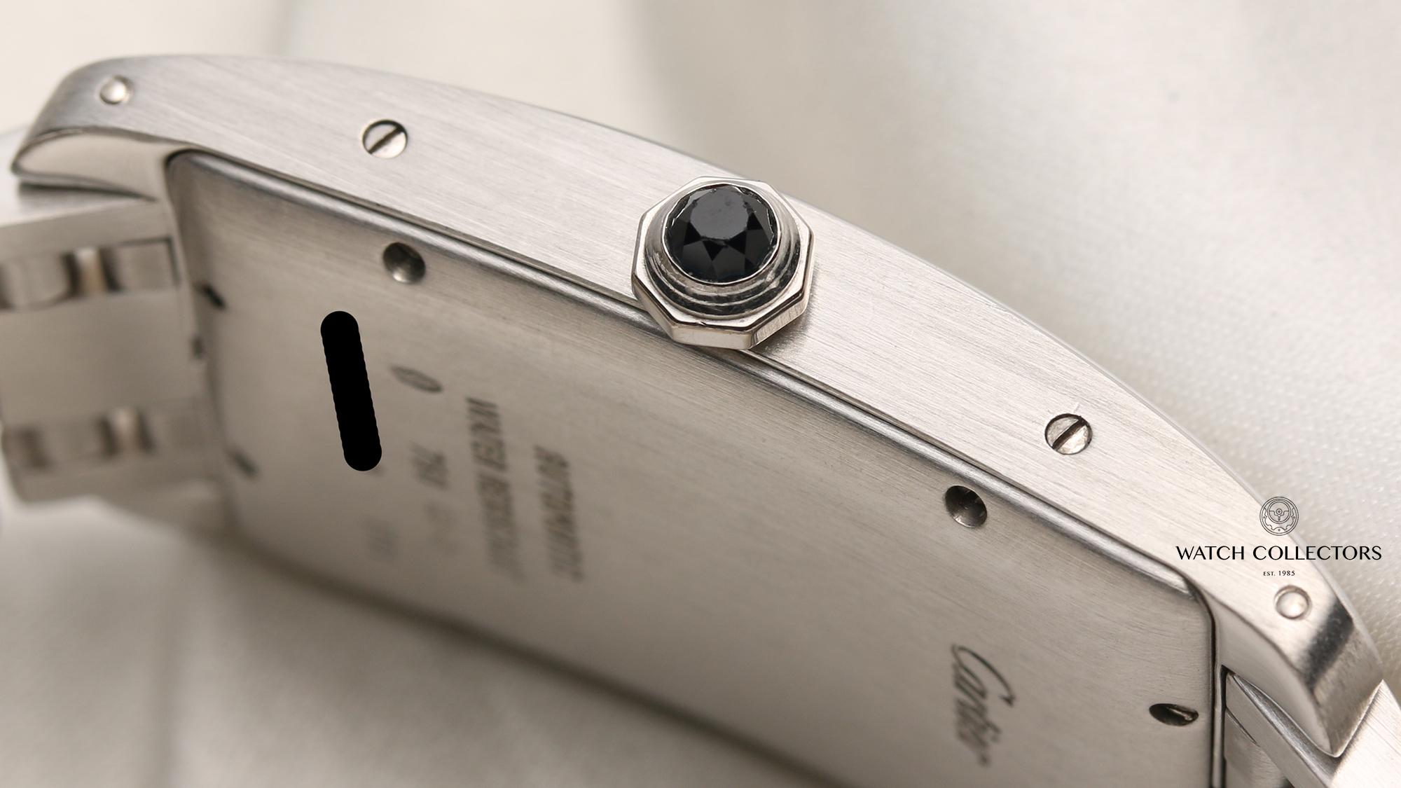 Cartier Tank Americaine 1741 18K White Gold Second Hand Watch Collectors 5