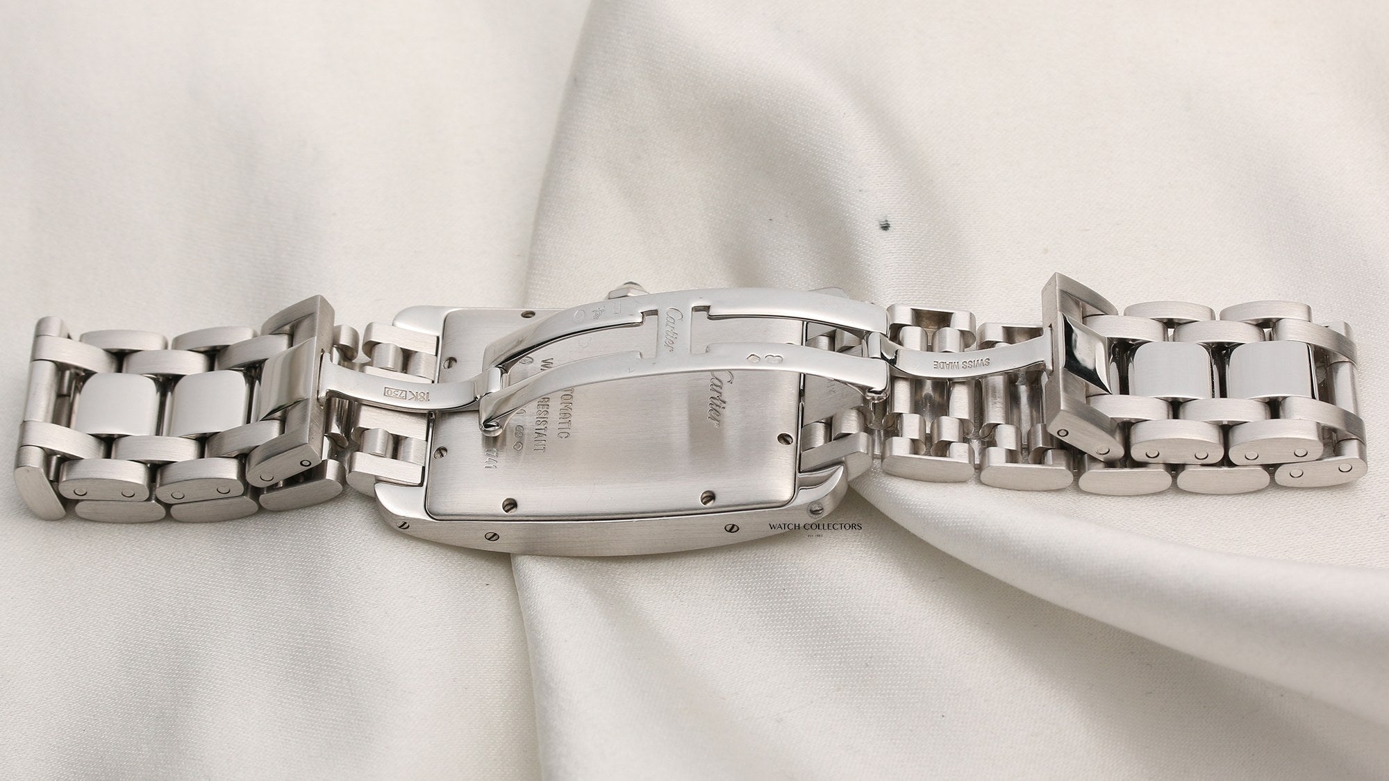 Cartier Tank Americaine 1741 18K White Gold Second Hand Watch Collectors 7