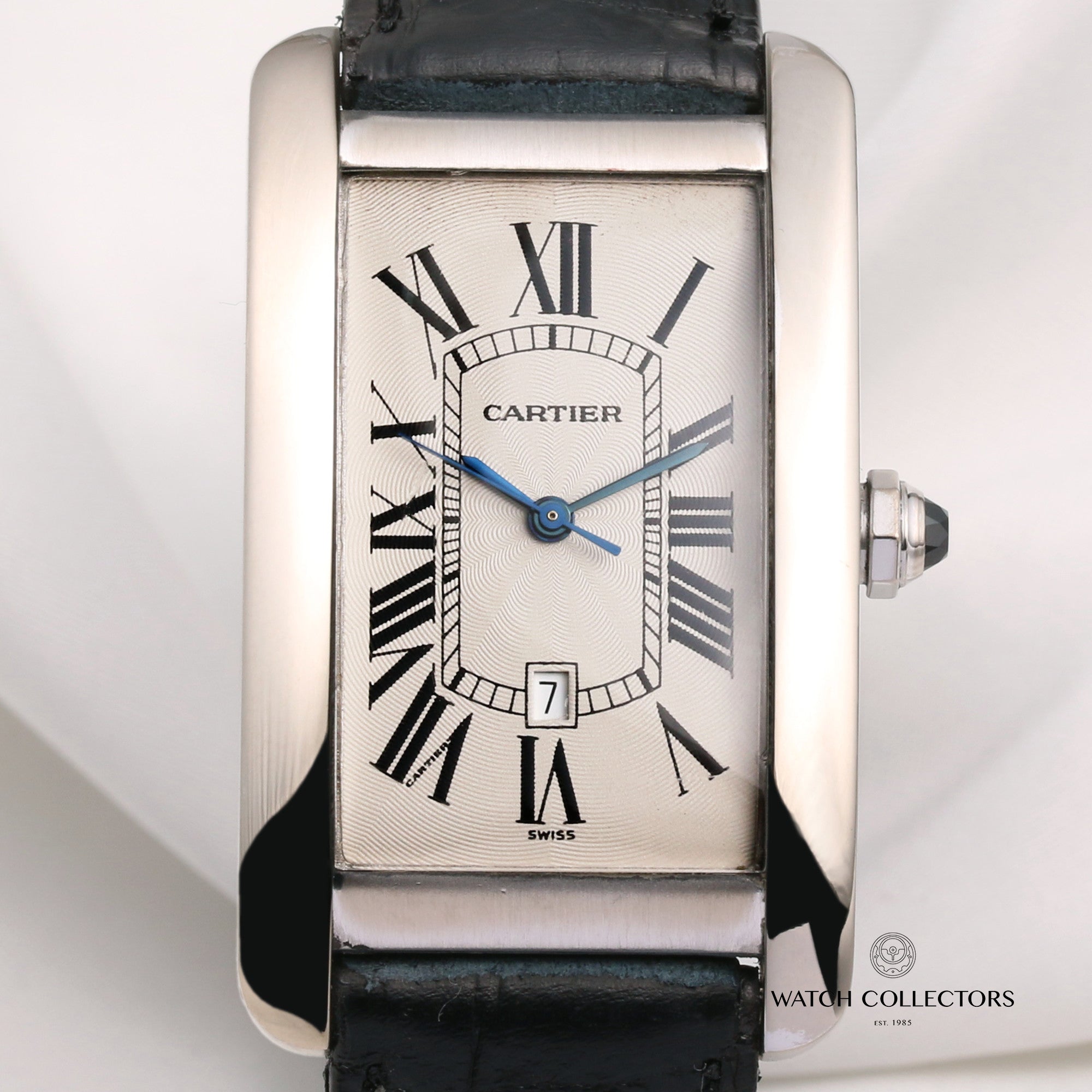 Cartier-Tank-Americaine-18K-White-Gold-1741-Second-Hand-Watch-Collectors-2
