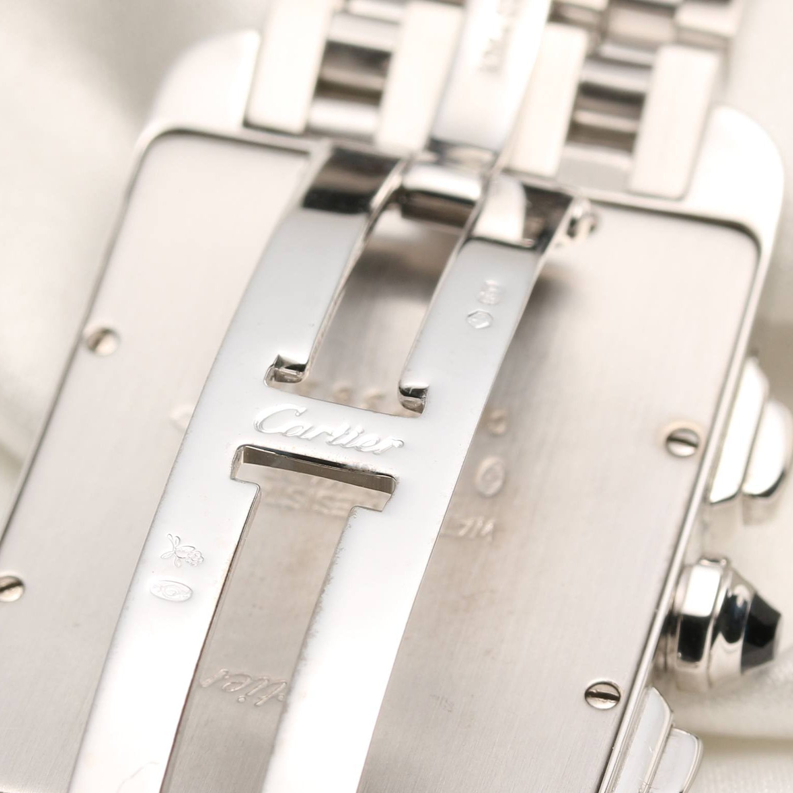 Cartier Tank Americaine 18K White Gold Chronograph Second Hand Watch Collectors 7