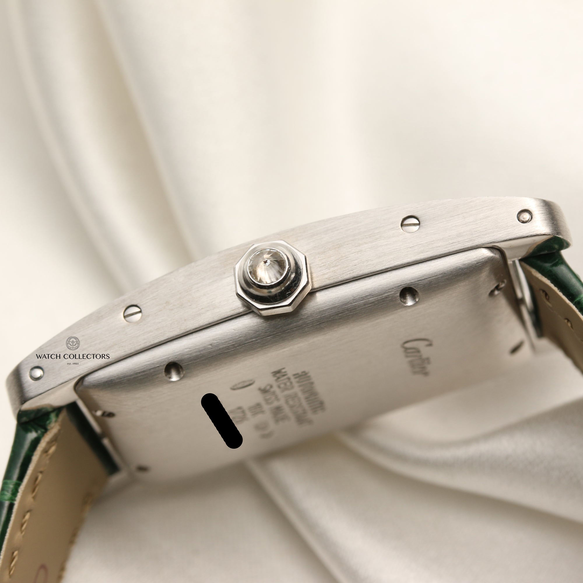 Cartier Tank Americaine 18K White Gold Diamond Bezel Second Hand Watch Collectors 6