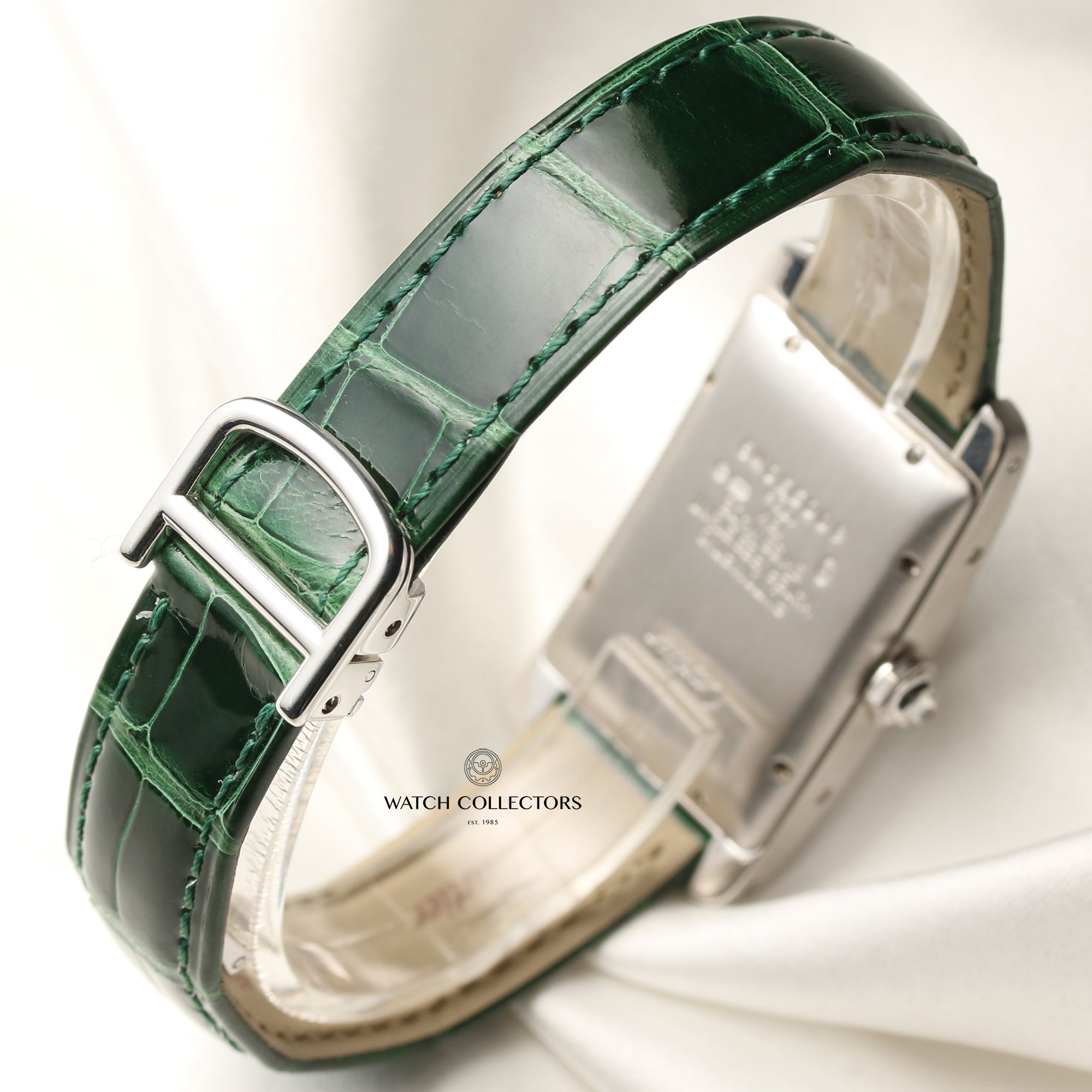 Cartier Tank Americaine 18K White Gold Diamond Bezel Second Hand Watch Collectors 8