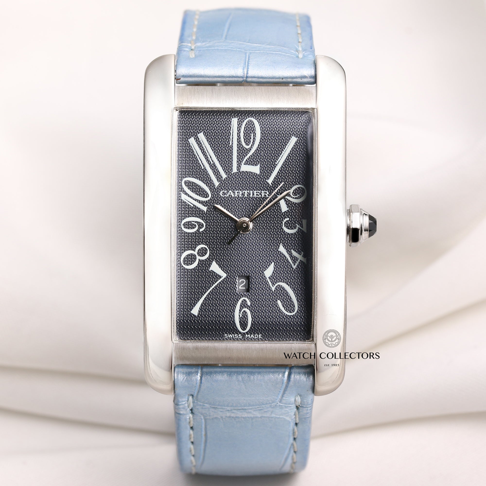 Cartier-Tank-Americaine-18K-White-Gold-Second-Hand-Watch-Collectors-1