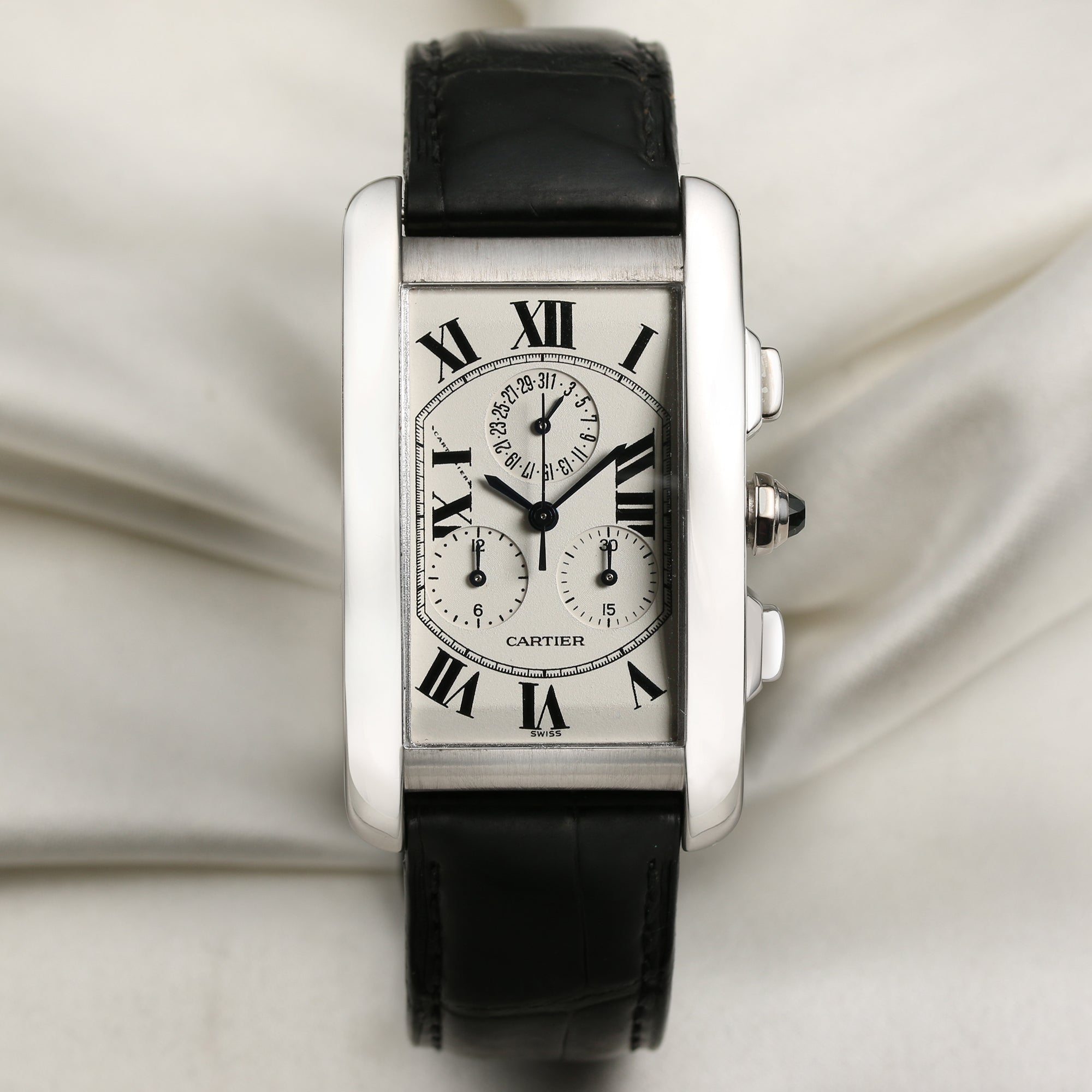 Cartier-Tank-Americaine-18K-White-Gold-Second-Hand-Watch-Collectors-1