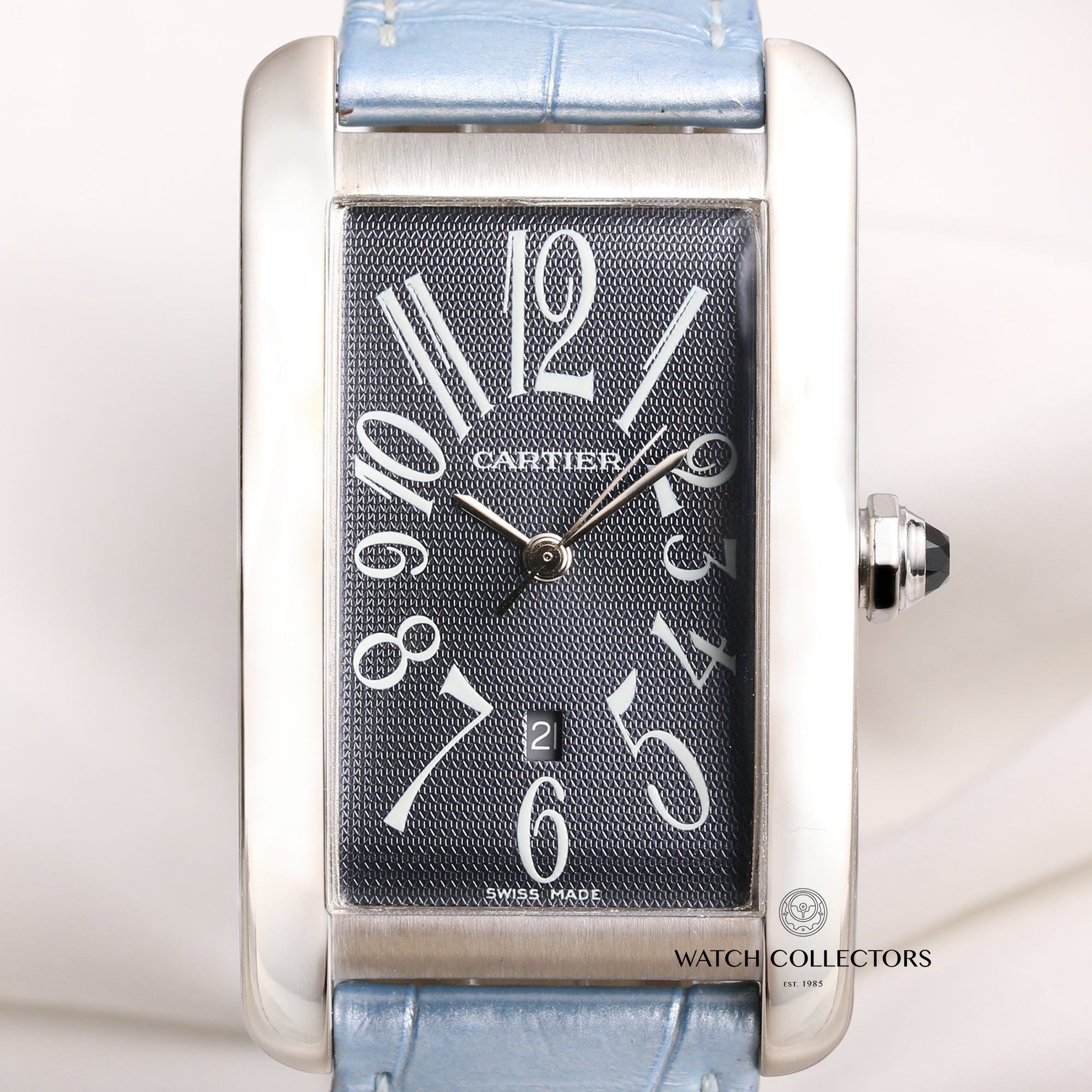 Cartier-Tank-Americaine-18K-White-Gold-Second-Hand-Watch-Collectors-2