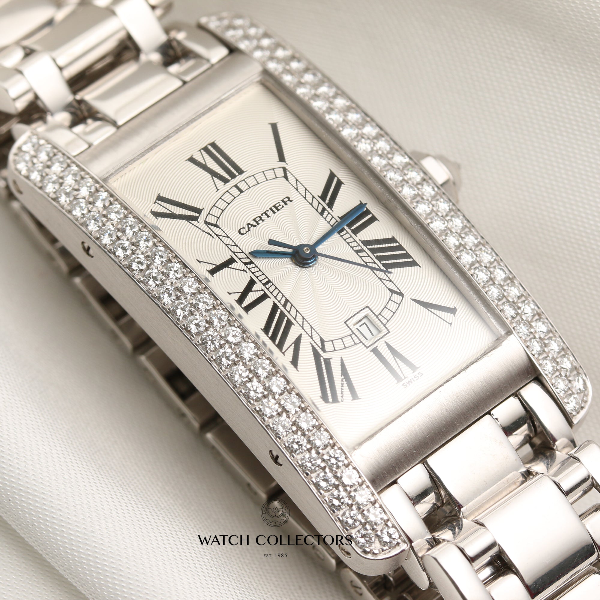 Cartier Tank Americaine 18K White Gold Second Hand Watch Collectors 6
