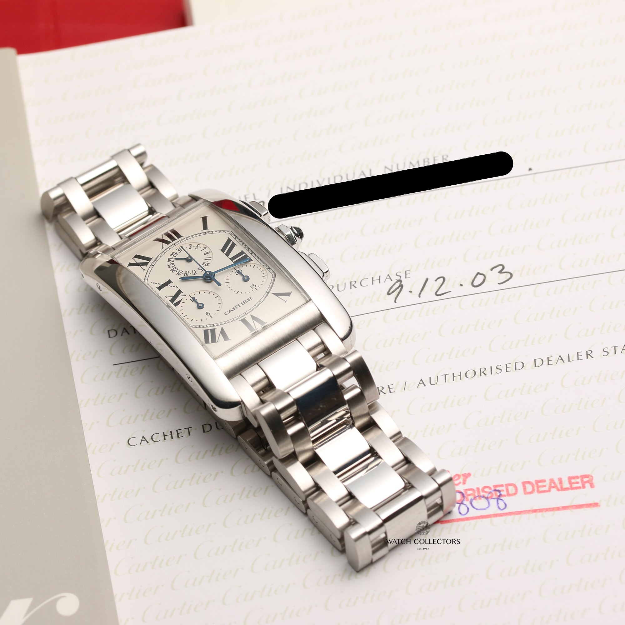 Cartier Tank Americaine 18K White Gold Second Hand Watch Collectors 9