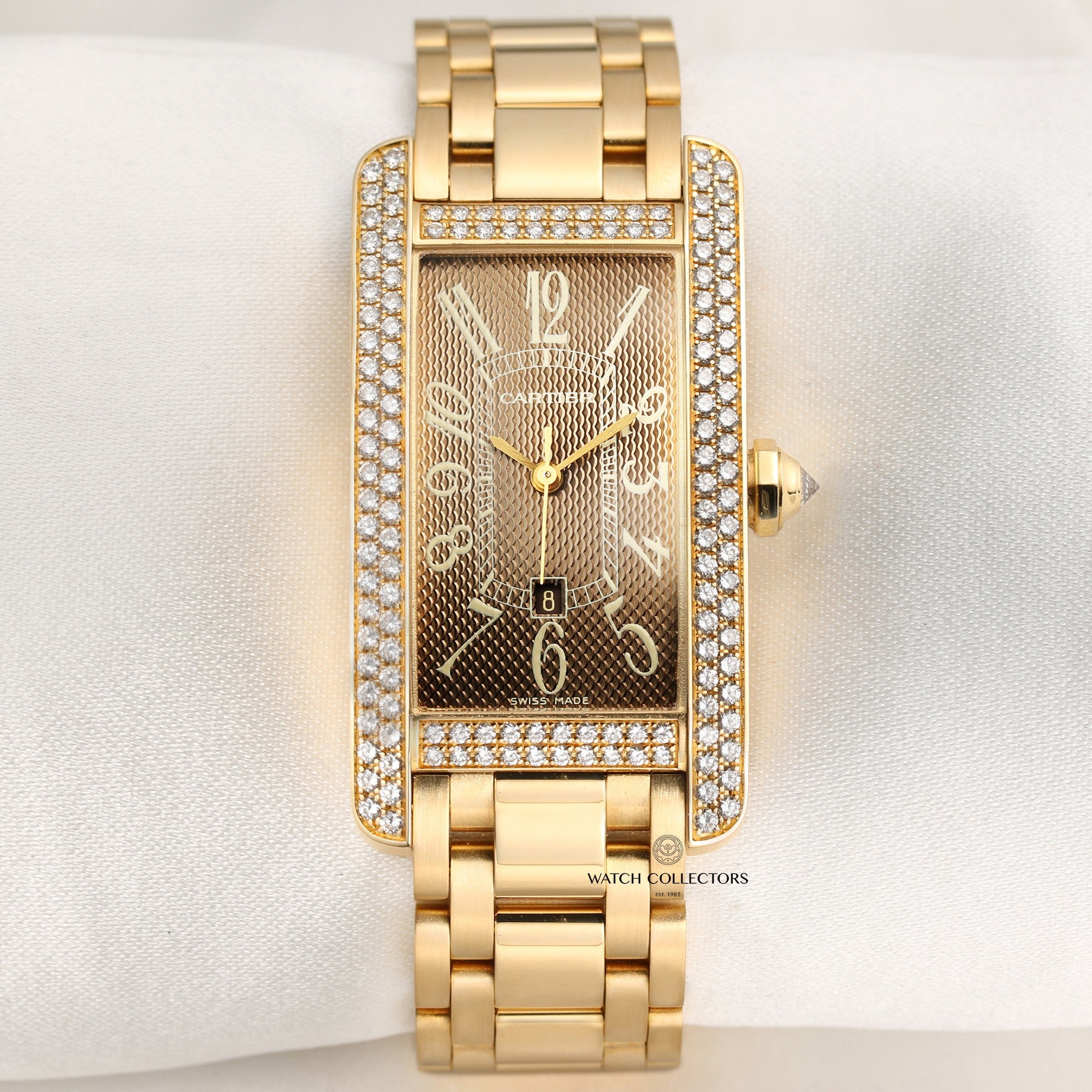 Cartier Tank Americaine 18K Yellow Gold Diamond Second Hand Watch Collectors 1