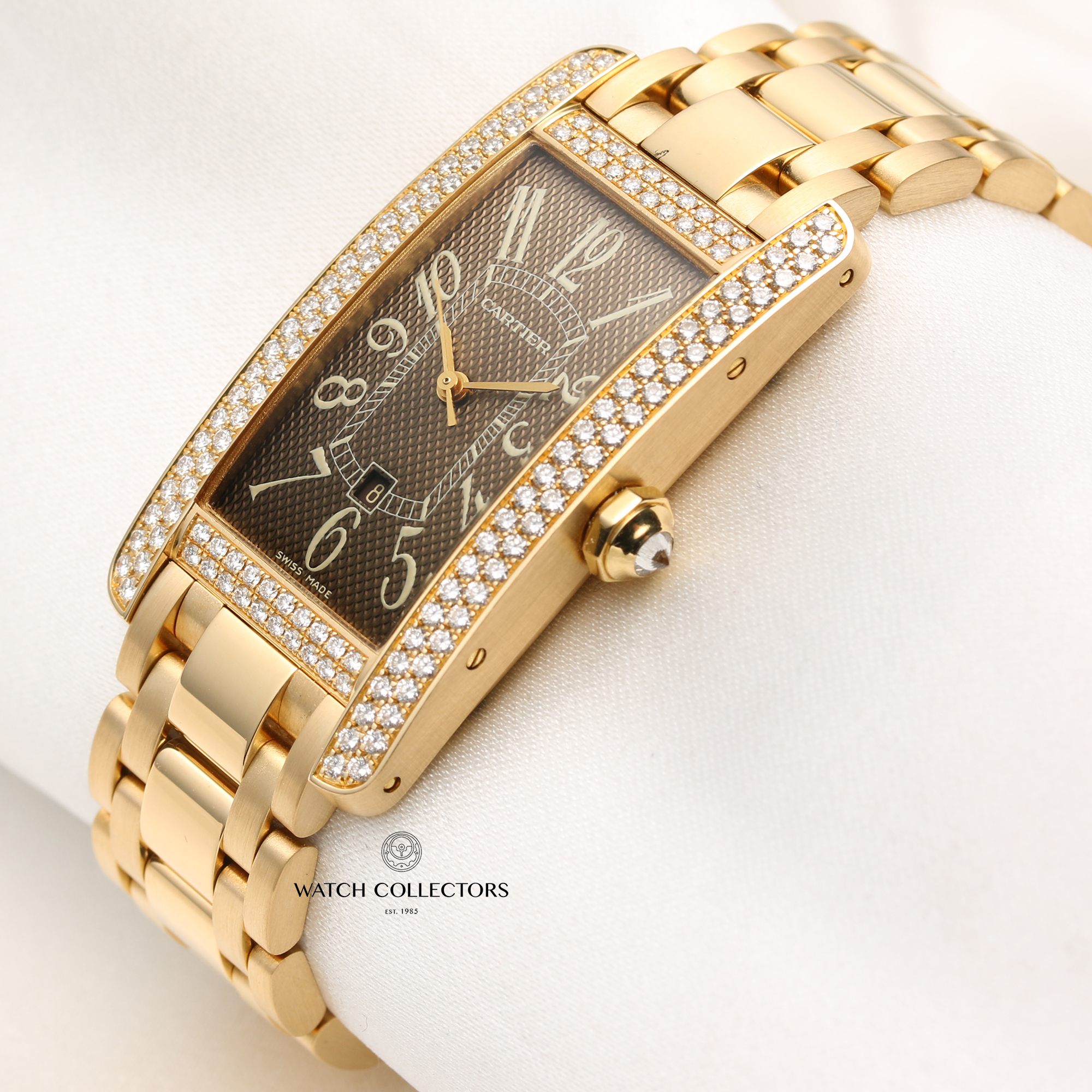 Cartier Tank Americaine 18K Yellow Gold Diamond Second Hand Watch Collectors 3