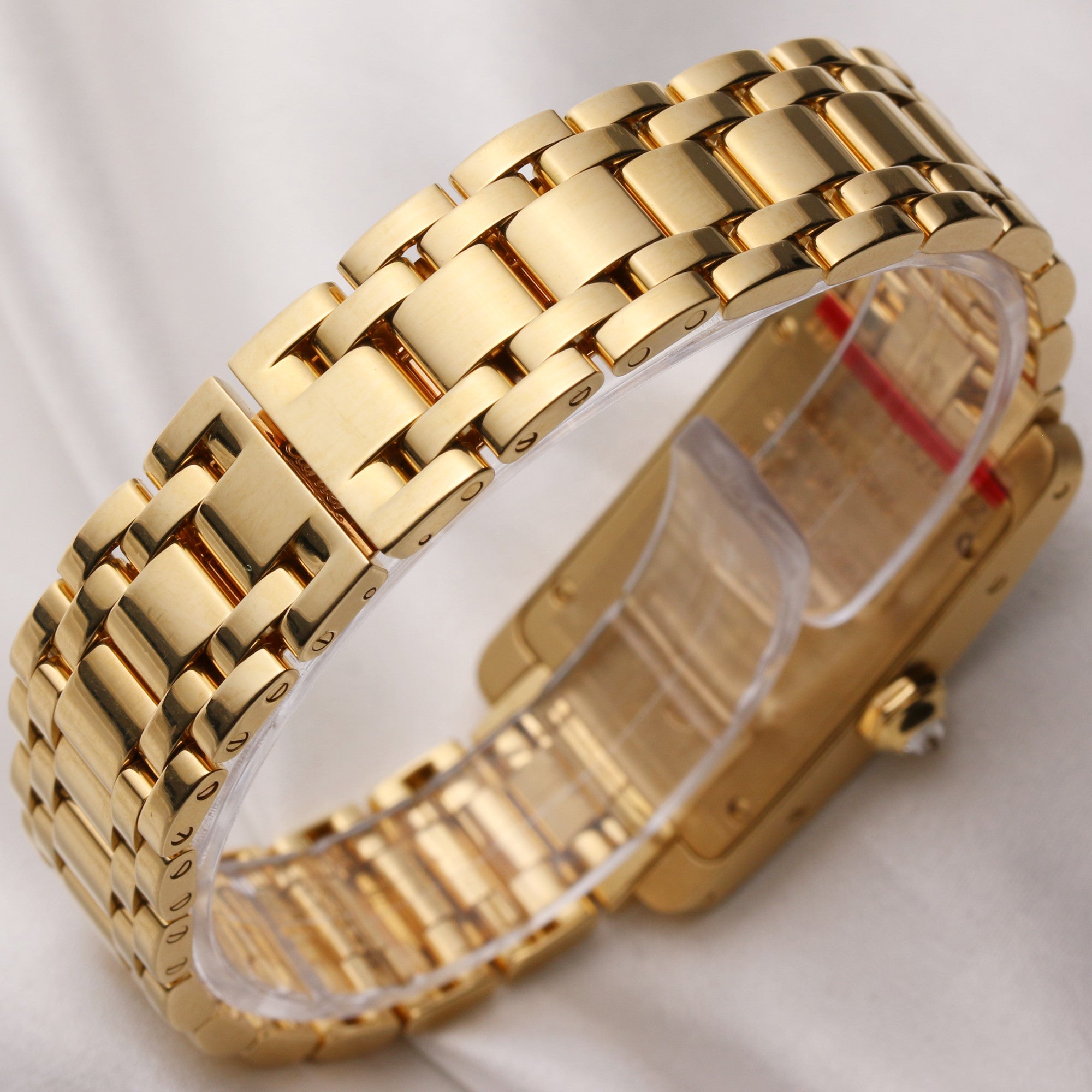 Cartier Tank Americaine 18K Yellow Gold Silver Dial Double row Diamond Bezel Second Hand Watch Collectors 5