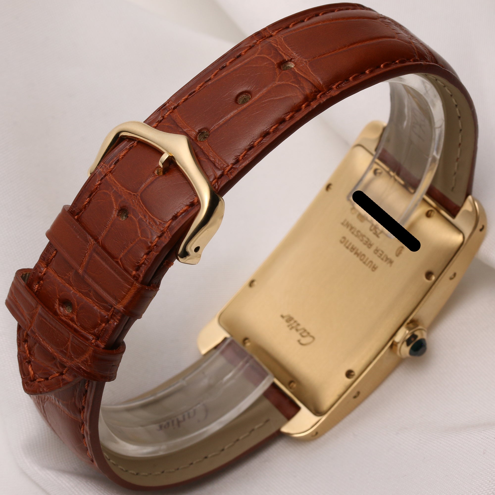 Cartier Tank Americaine Automatic 18K Yellow Gold Second Hand Watch Collectors 5