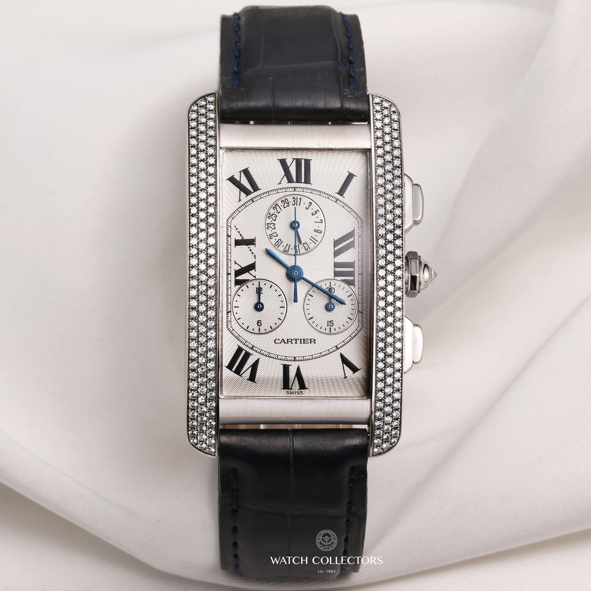 Cartier-Tank-Americaine-Diamond-18K-White-Gold-Second-Hand-Watch-Collectors-1
