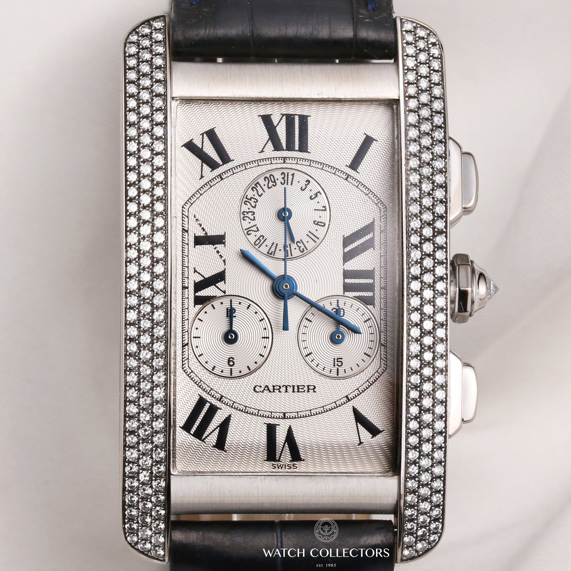 Cartier-Tank-Americaine-Diamond-18K-White-Gold-Second-Hand-Watch-Collectors-2