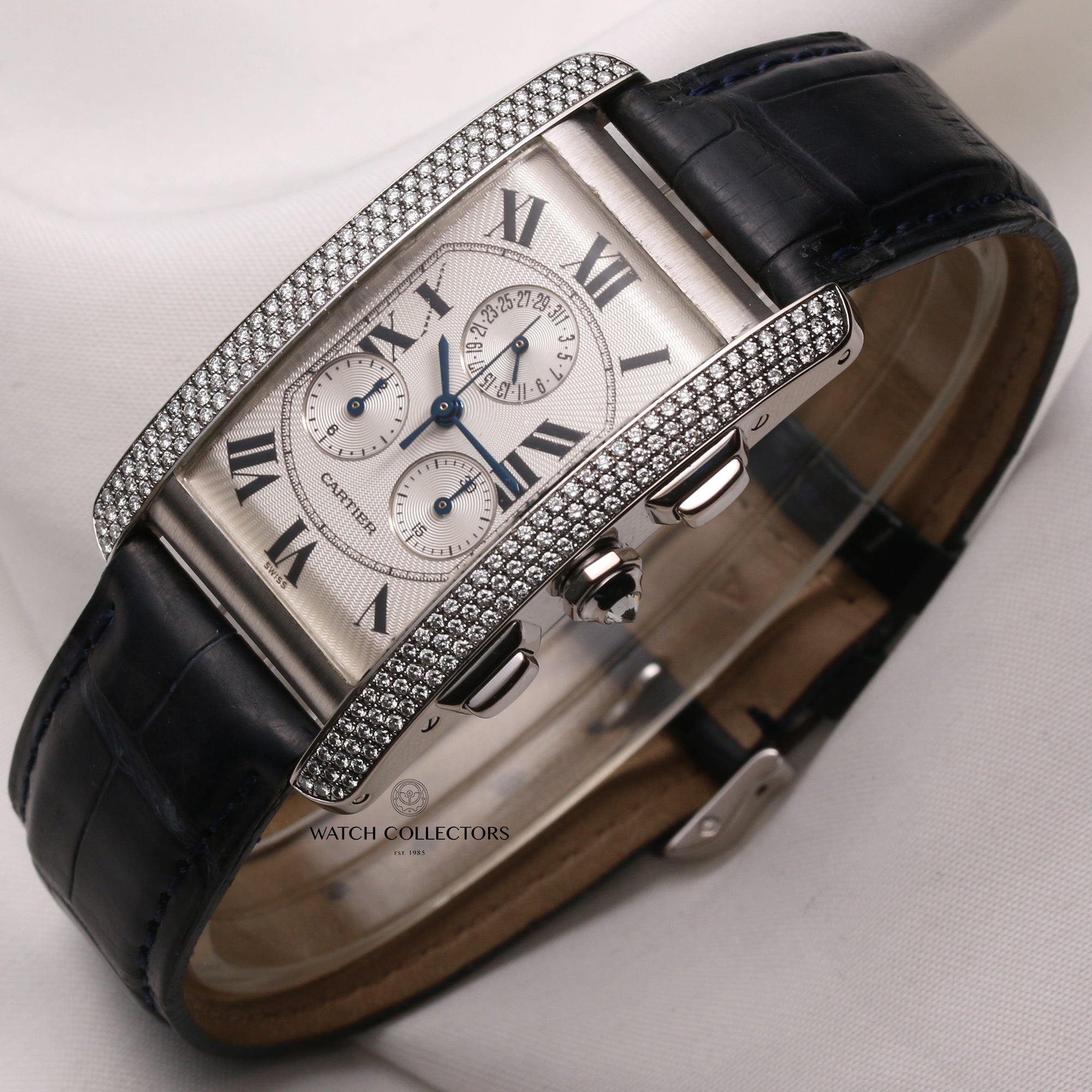 Cartier-Tank-Americaine-Diamond-18K-White-Gold-Second-Hand-Watch-Collectors-3