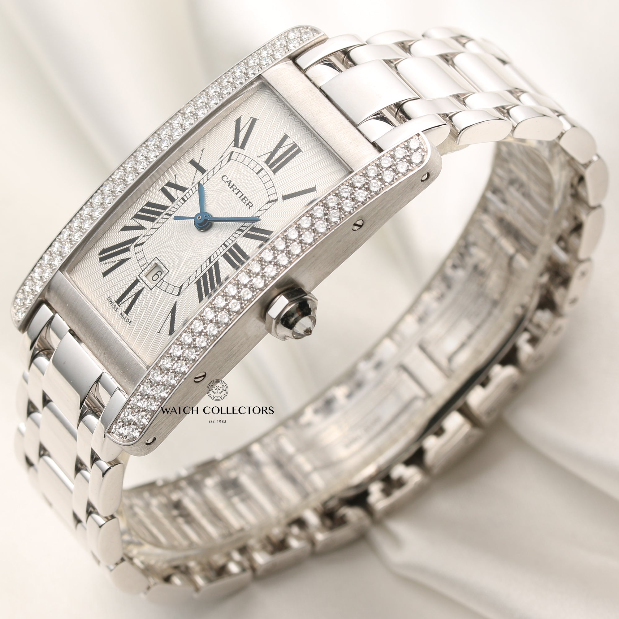 Cartier Tank Americaine Double Row Diamond Bezel 85MG Second Hand Watch Collectors 3
