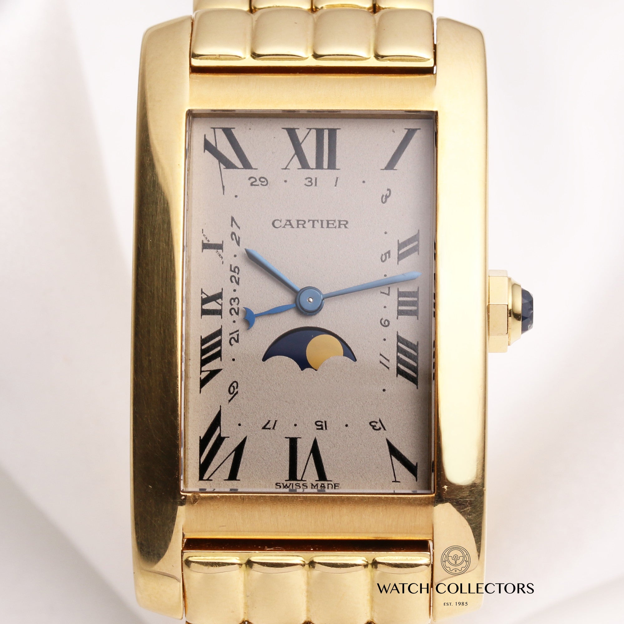 Cartier-Tank-Americaine-Moon-Phase-18K-Yellow-Gold-Second-Hand-Watch-Collectors-2