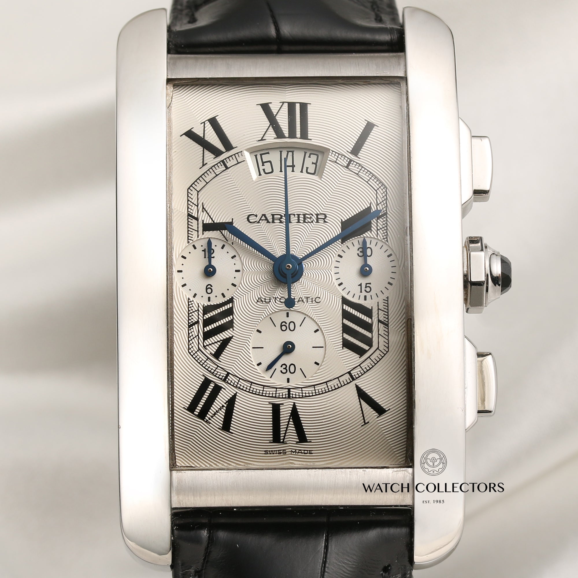Cartier Tank Americaine XL Chronograph 18K White Gold Second Hand Watch Collectors 2
