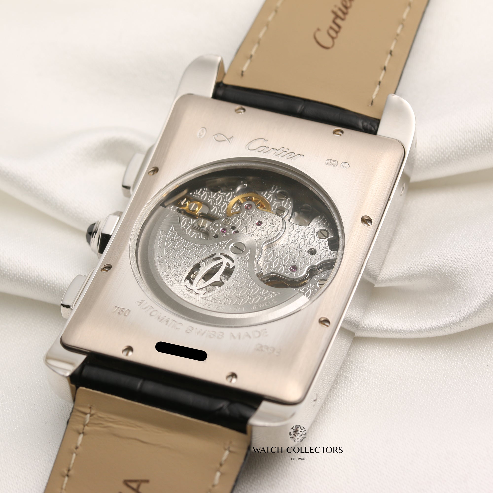 Cartier Tank Americaine XL Chronograph 18K White Gold Second Hand Watch Collectors 7