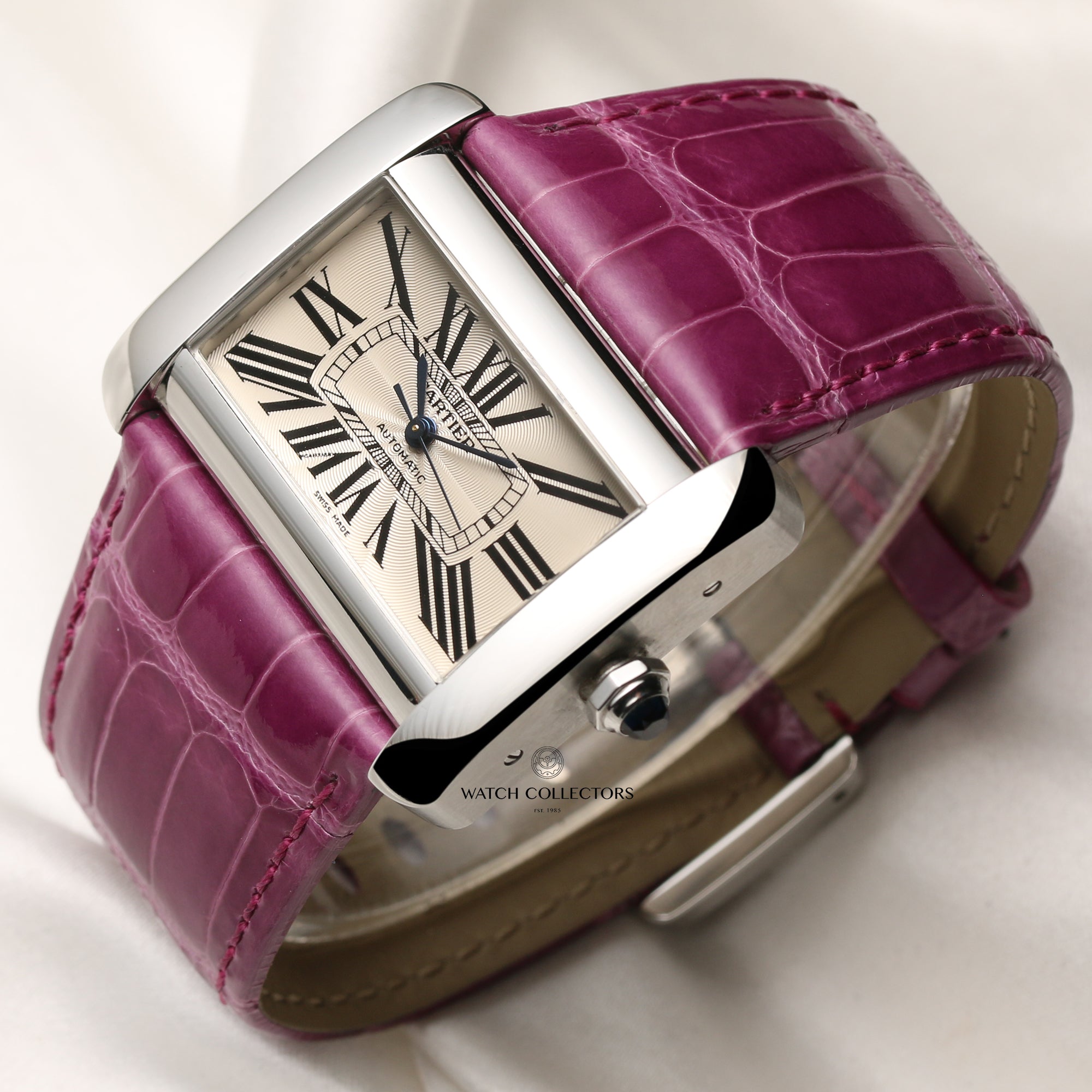 Cartier Tank Divan 18K White Gold Second Hand Watch Collectors 3