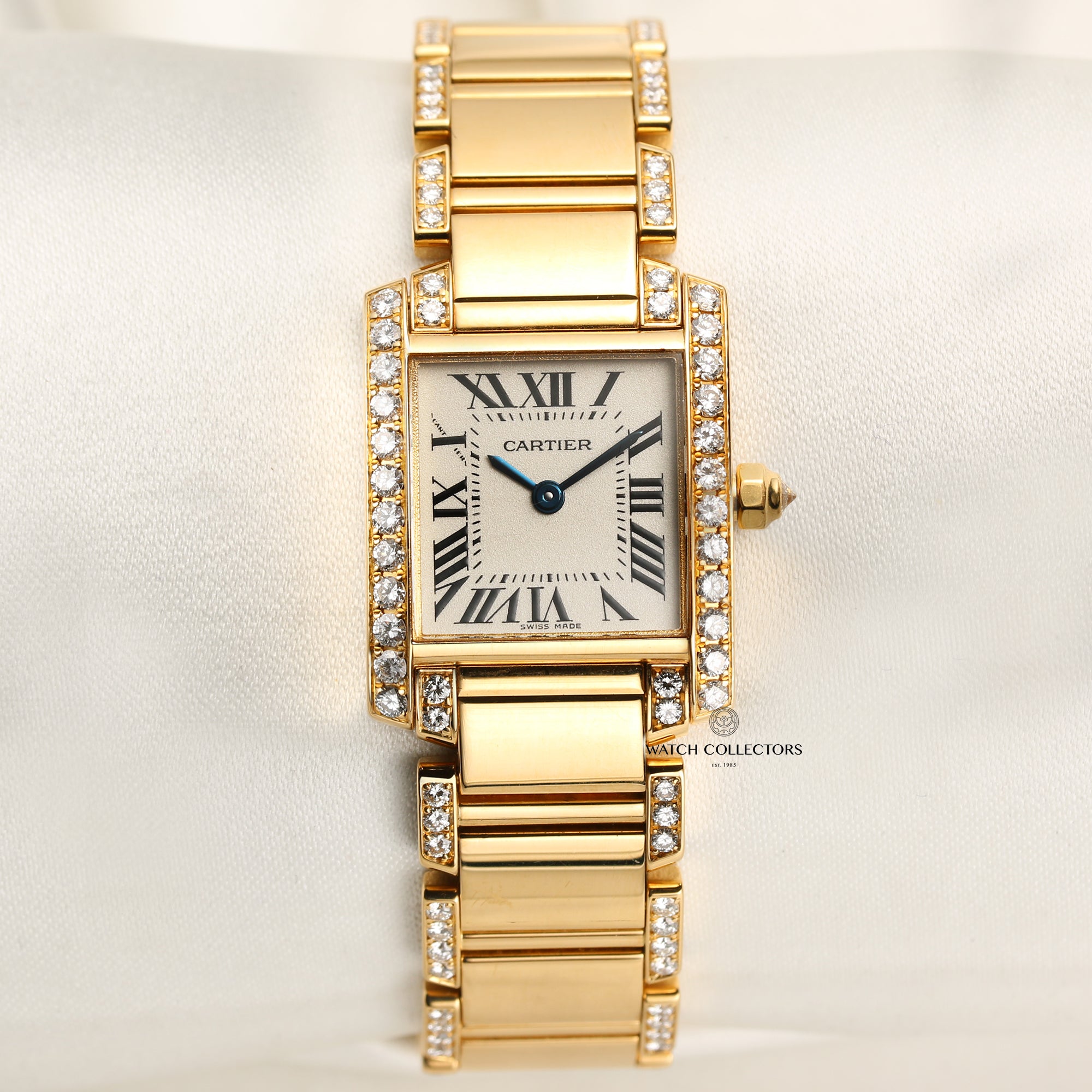 Cartier Tank Francaisse 18K Yellow Gold Diamond Second Hand Watch Collectors 1