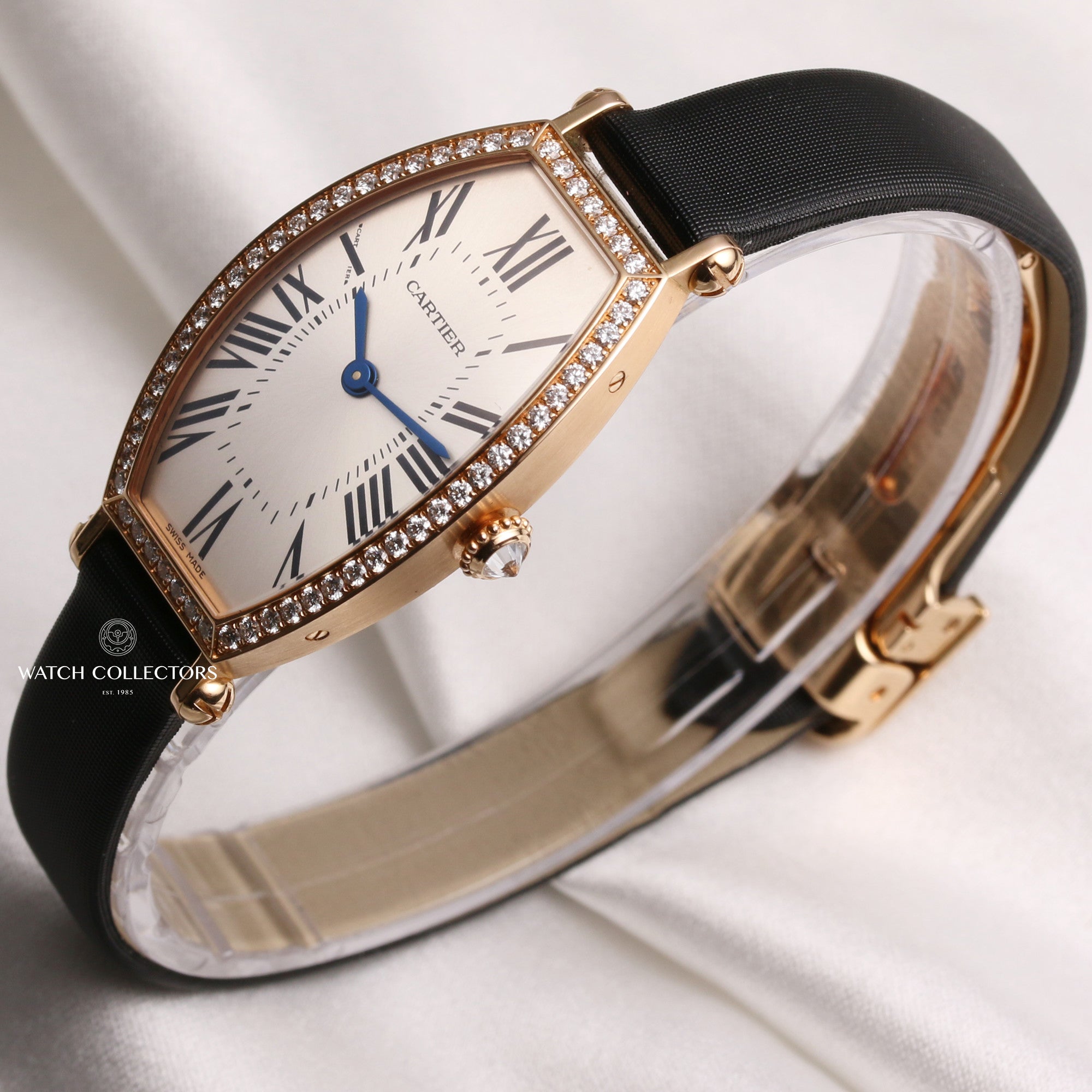 Cartier-Tonneau-18K-Rose-Gold-Diamond-Bezel-Second-Hand-Watch-Collectors-3