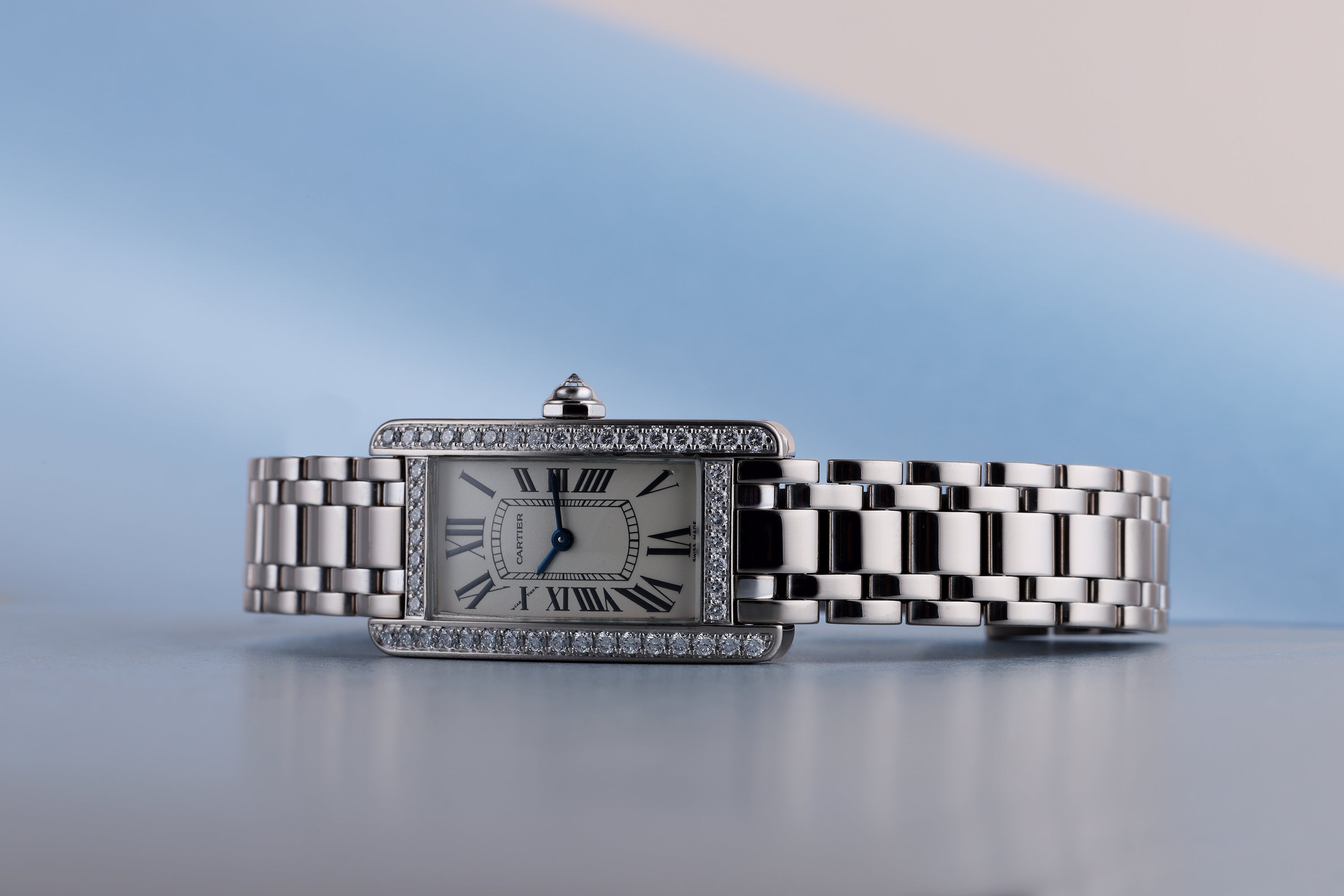 Cartier Tank Americaine | REF. 2489 | Diamond Bezel | 19mm | 18k White Gold