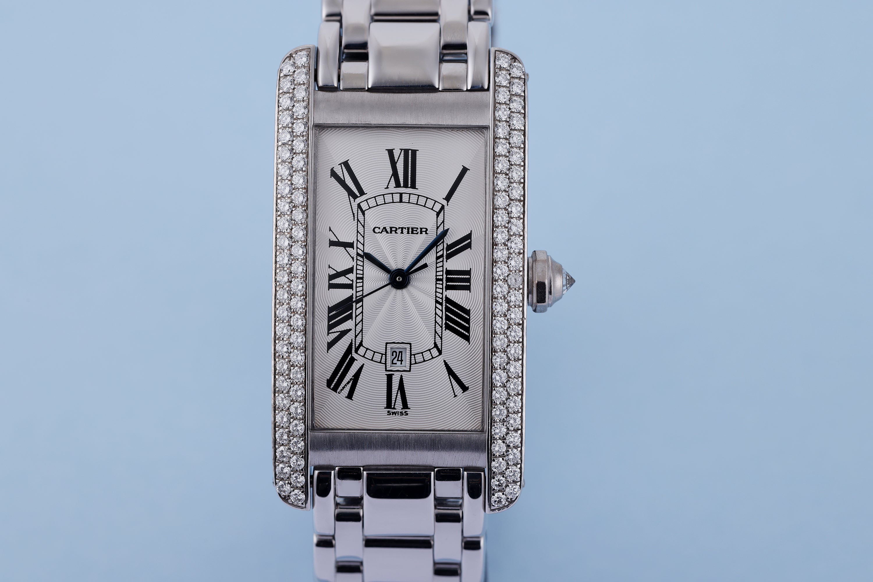 Cartier Tank Americaine | REF. 1726 | Double Row Diamond Bezel | 18k White Gold | 22.5mm
