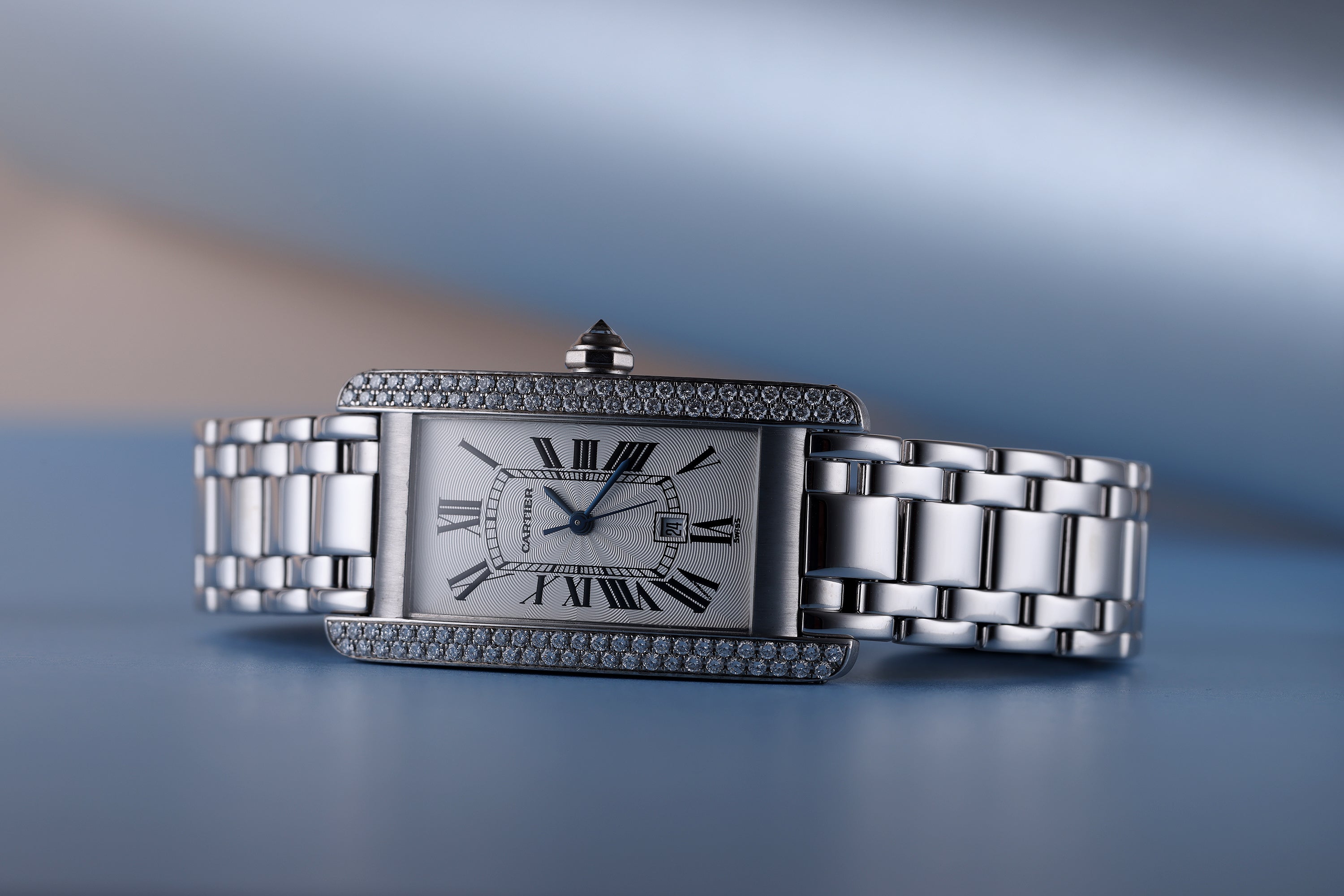 Cartier Tank Americaine | REF. 1726 | Double Row Diamond Bezel | 18k White Gold | 22.5mm