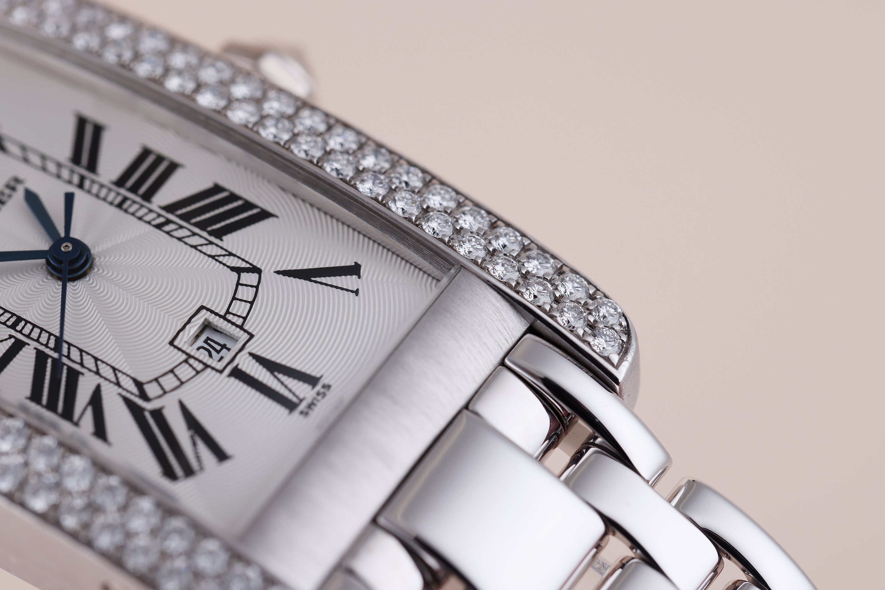 Cartier Tank Americaine | REF. 1726 | Double Row Diamond Bezel | 18k White Gold | 22.5mm