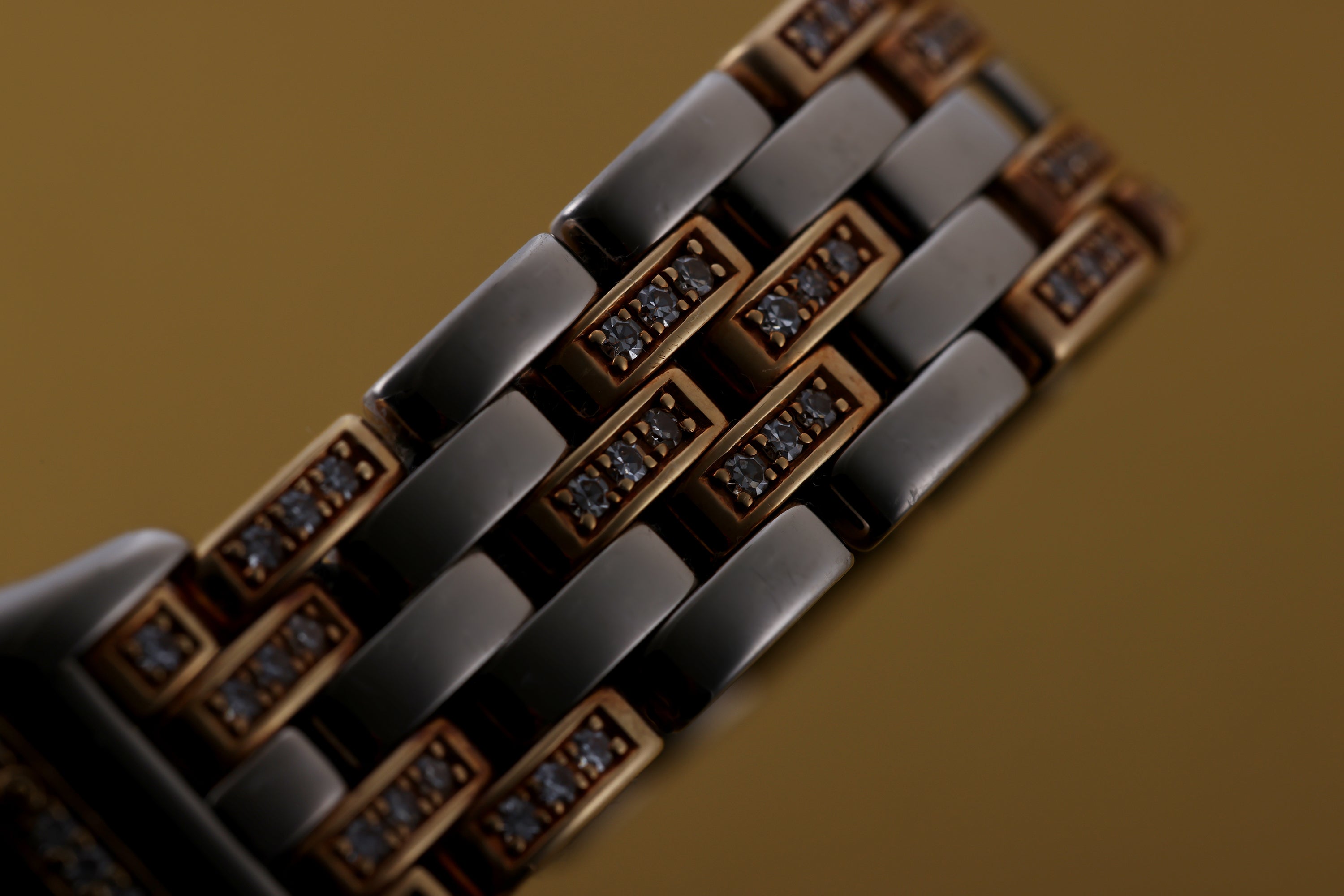 Cartier Panthere | 18k White & Rose Gold | Factory Set Diamonds | Obsidian Stone Dial | 22mm