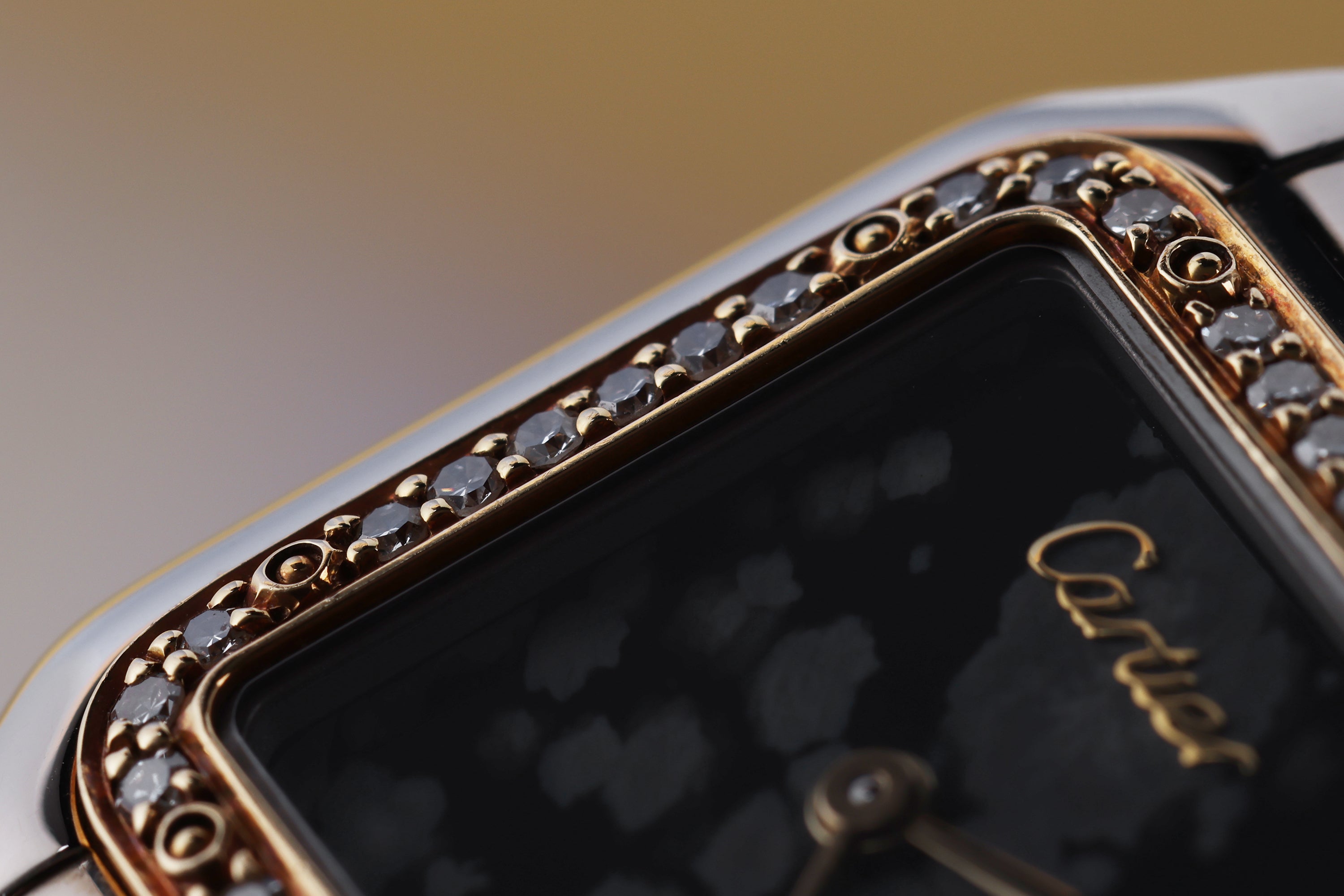 Cartier Panthere | 18k White & Rose Gold | Factory Set Diamonds | Obsidian Stone Dial | 22mm