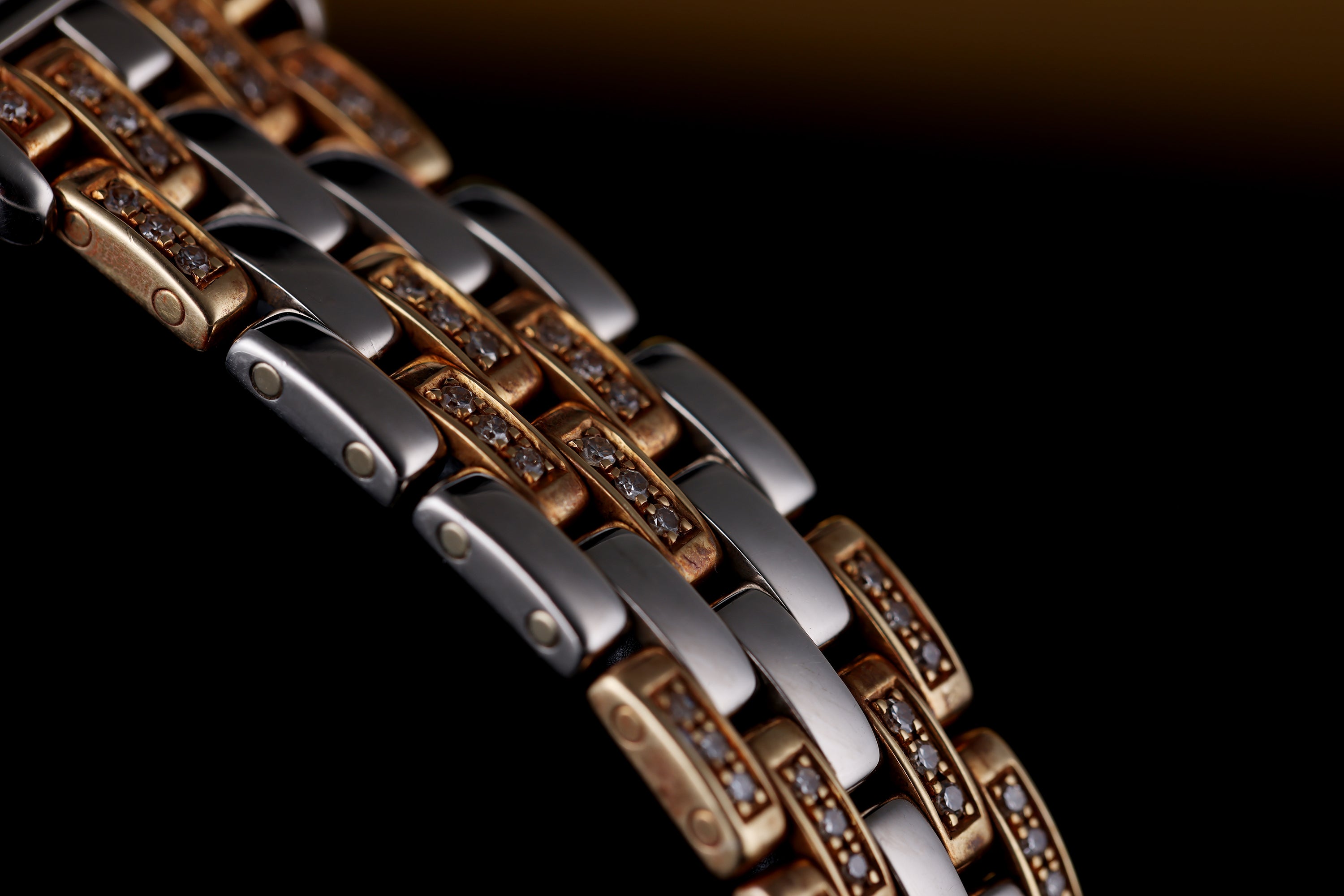 Cartier Panthere | 18k White & Rose Gold | Factory Set Diamonds | Obsidian Stone Dial | 22mm