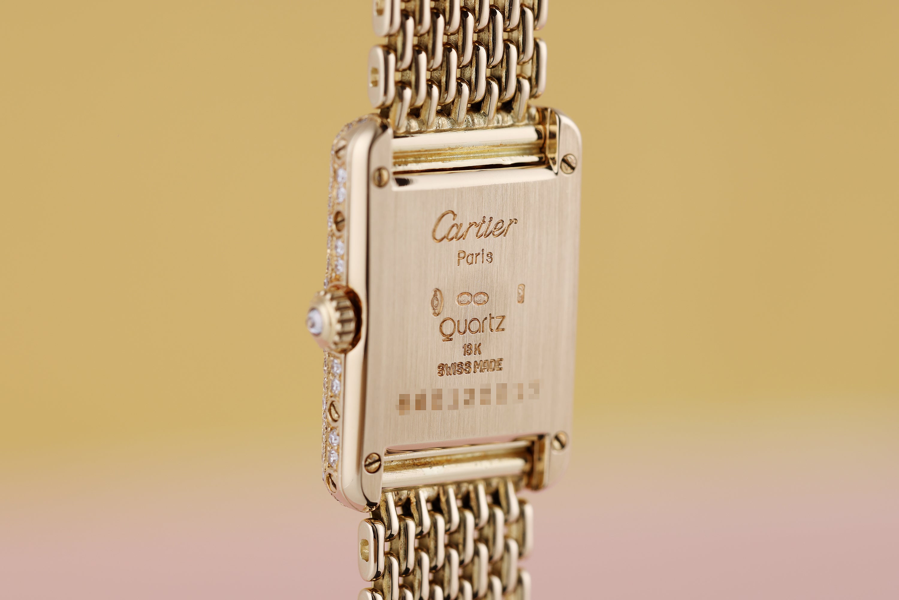 Cartier Lady Diamond Wristwatch | Unique Cream Diamond Dial & Triple Row Diamond Bezel | 18k Yellow Gold | Circa 1990s