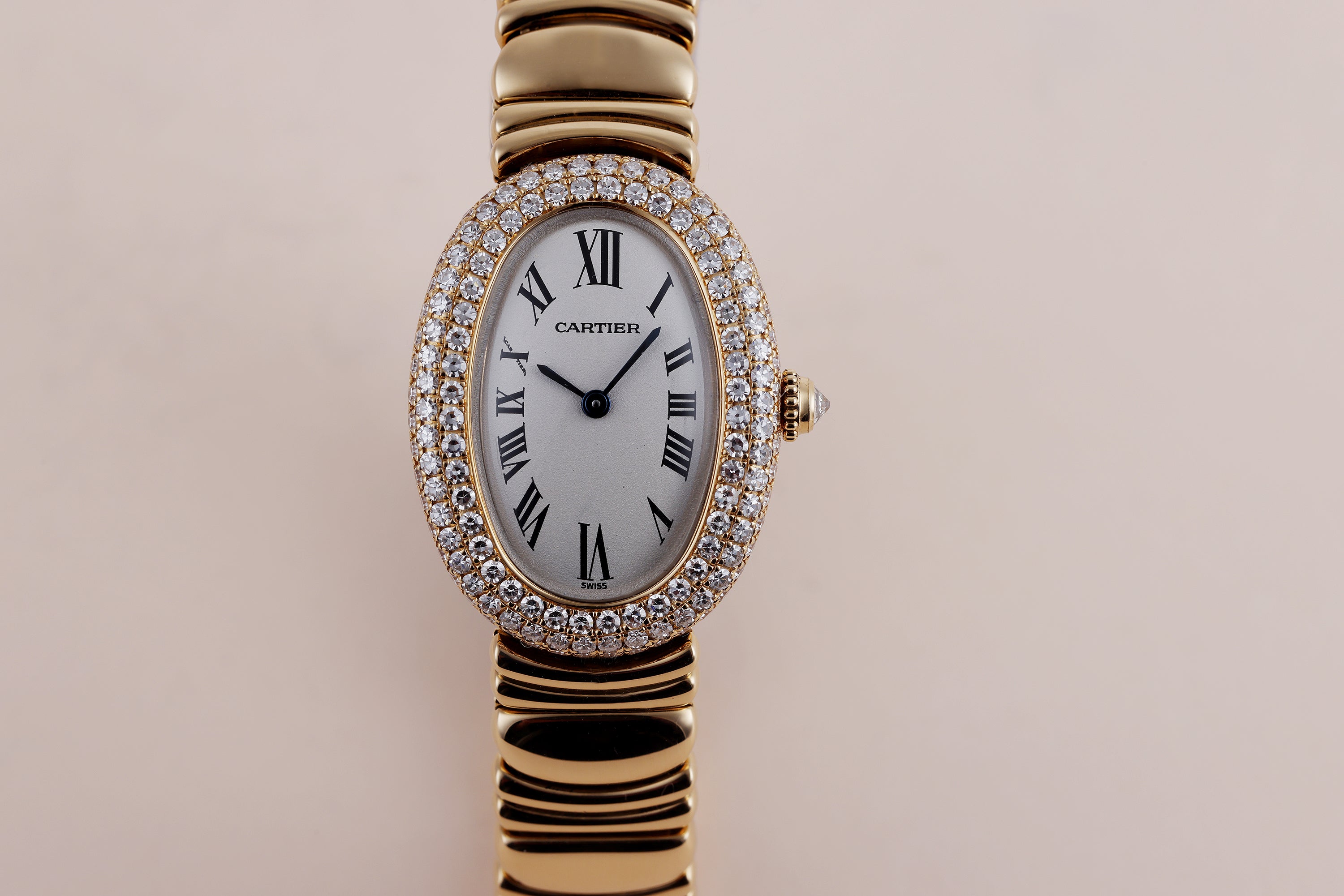 Cartier Baignoire | Ladies Diamond Wristwatch | REF. 8057 | Triple Row Diamond Bezel | 22.5mm | 18k Yellow Gold