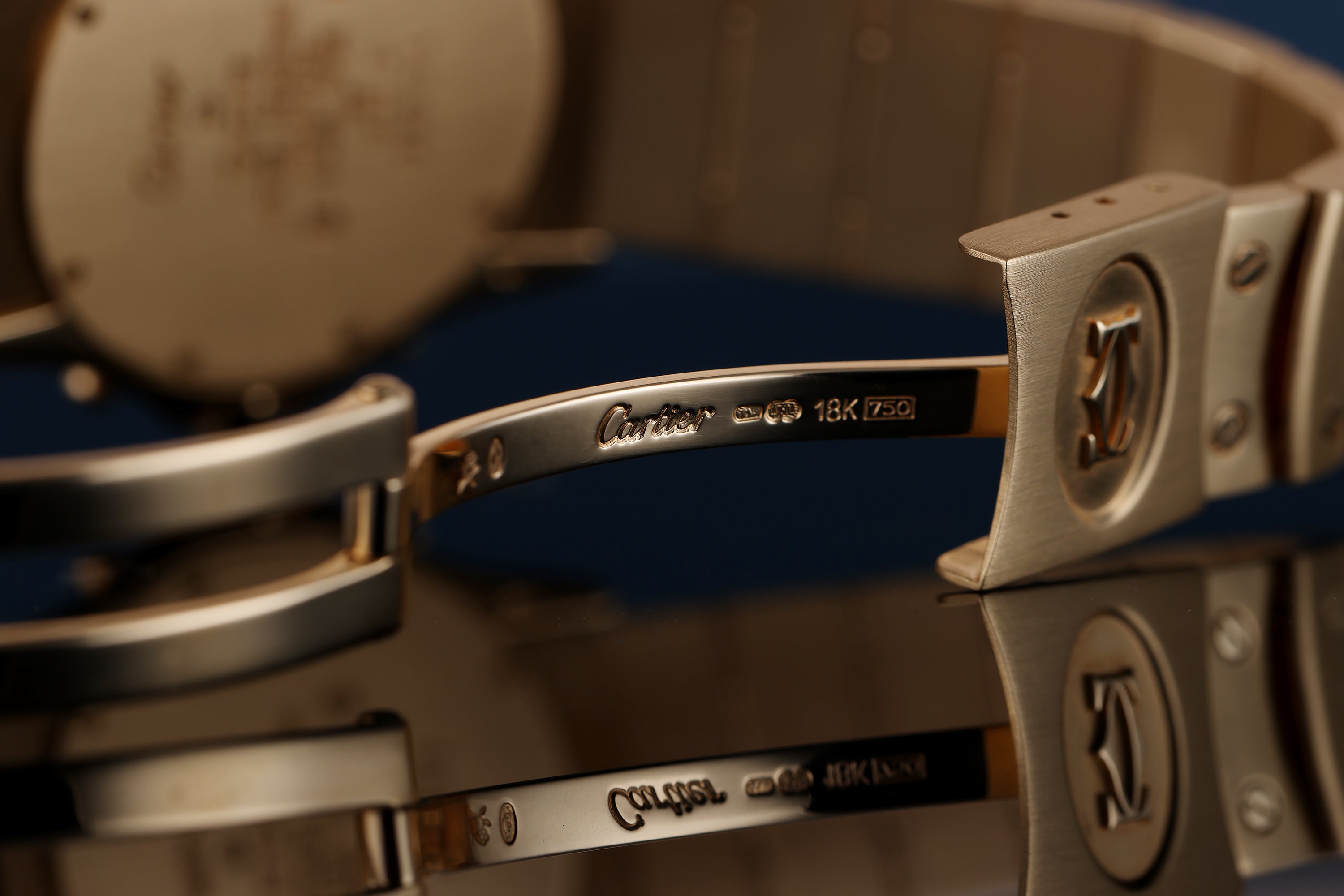 Cartier Santos Ronde (Round) Chronograph | REF. 1500 0 | Blue Dial | 18k Yellow Gold | Ladies Watch