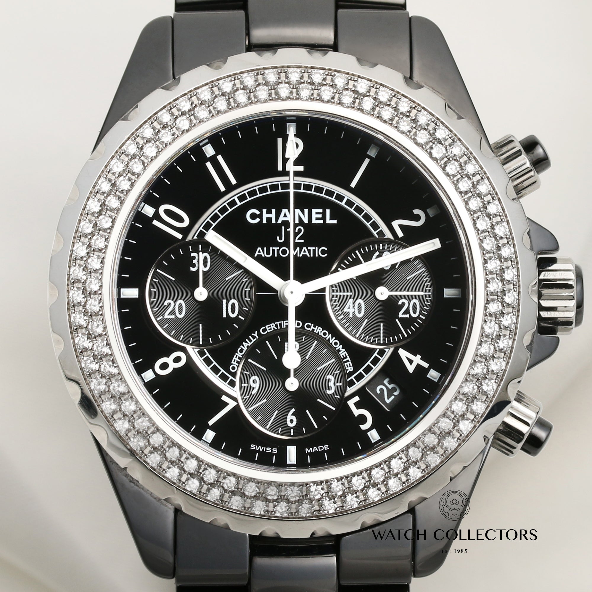 Chanel J12 Automatic Diamond Bezel Black Second Hand Watch Collectors 2