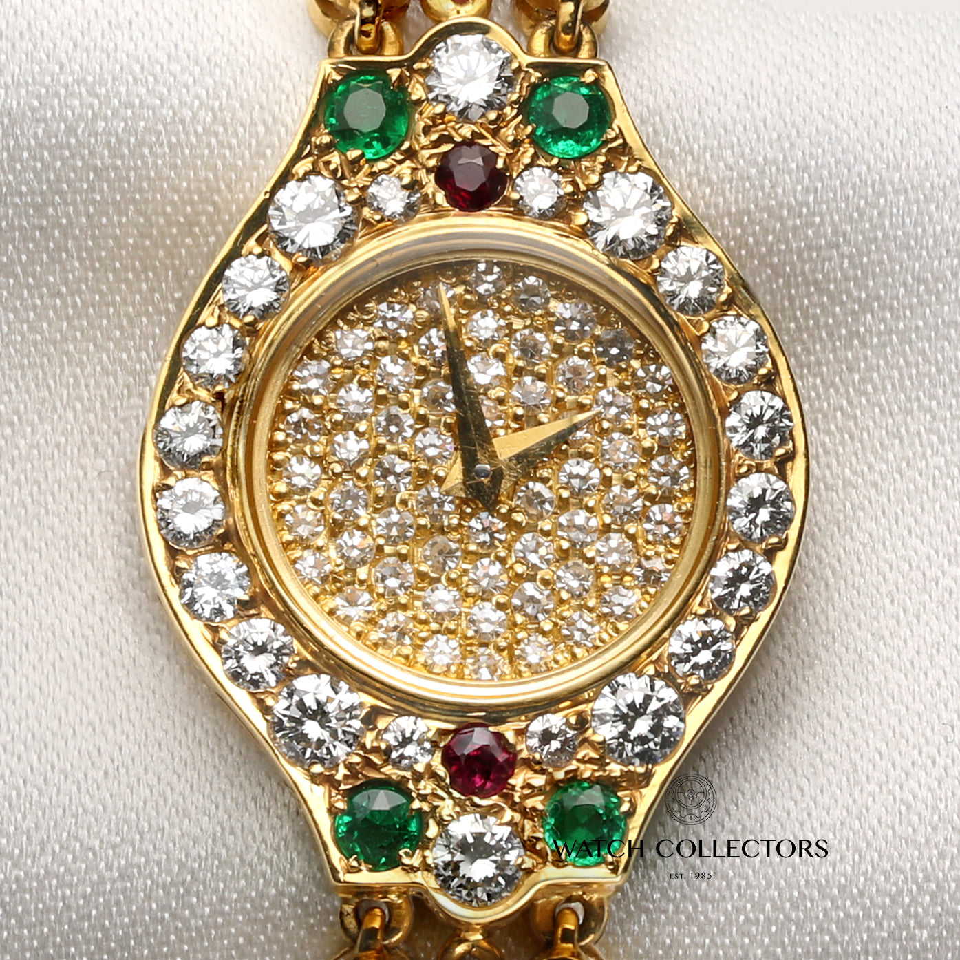 Chopard 18K Yellow Gold Pave Diamond Dial Multi-Gem Bracelet Second Hand Watch Collectors 2