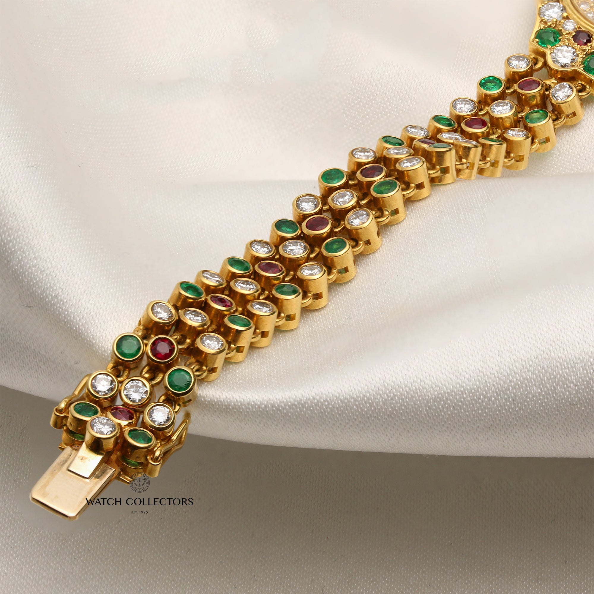 Chopard 18K Yellow Gold Pave Diamond Dial Multi-Gem Bracelet Second Hand Watch Collectors 5