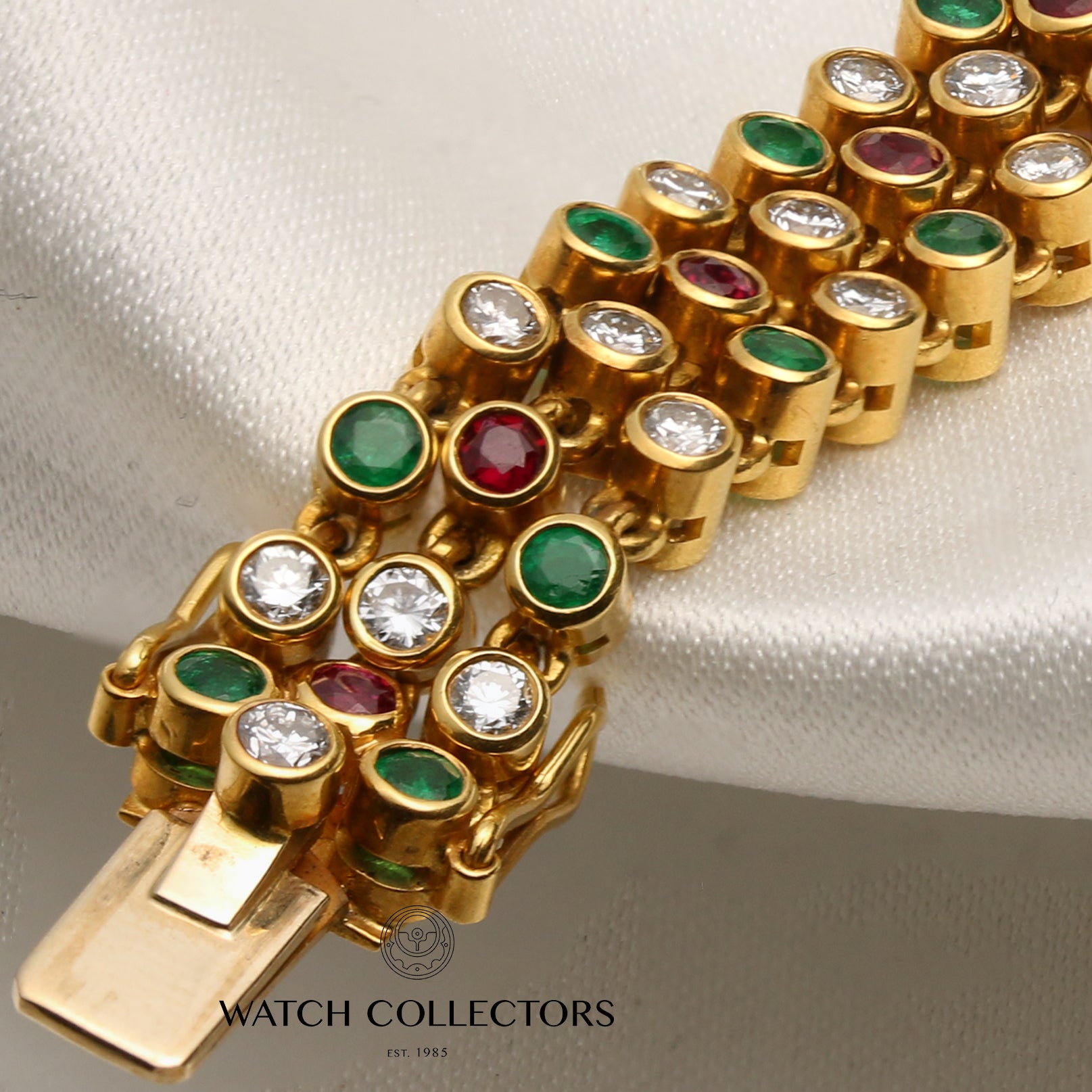 Chopard 18K Yellow Gold Pave Diamond Dial Multi-Gem Bracelet Second Hand Watch Collectors 6