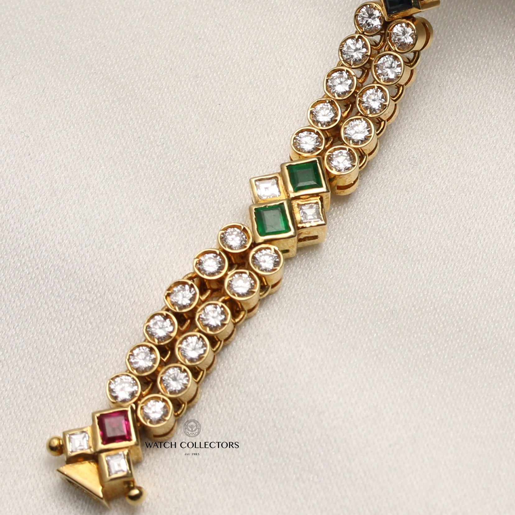 Chopard 2 18K Yellow Gold Pave Diamond Dial Multi-Gem Bracelet Second Hand Watch Collectors 6