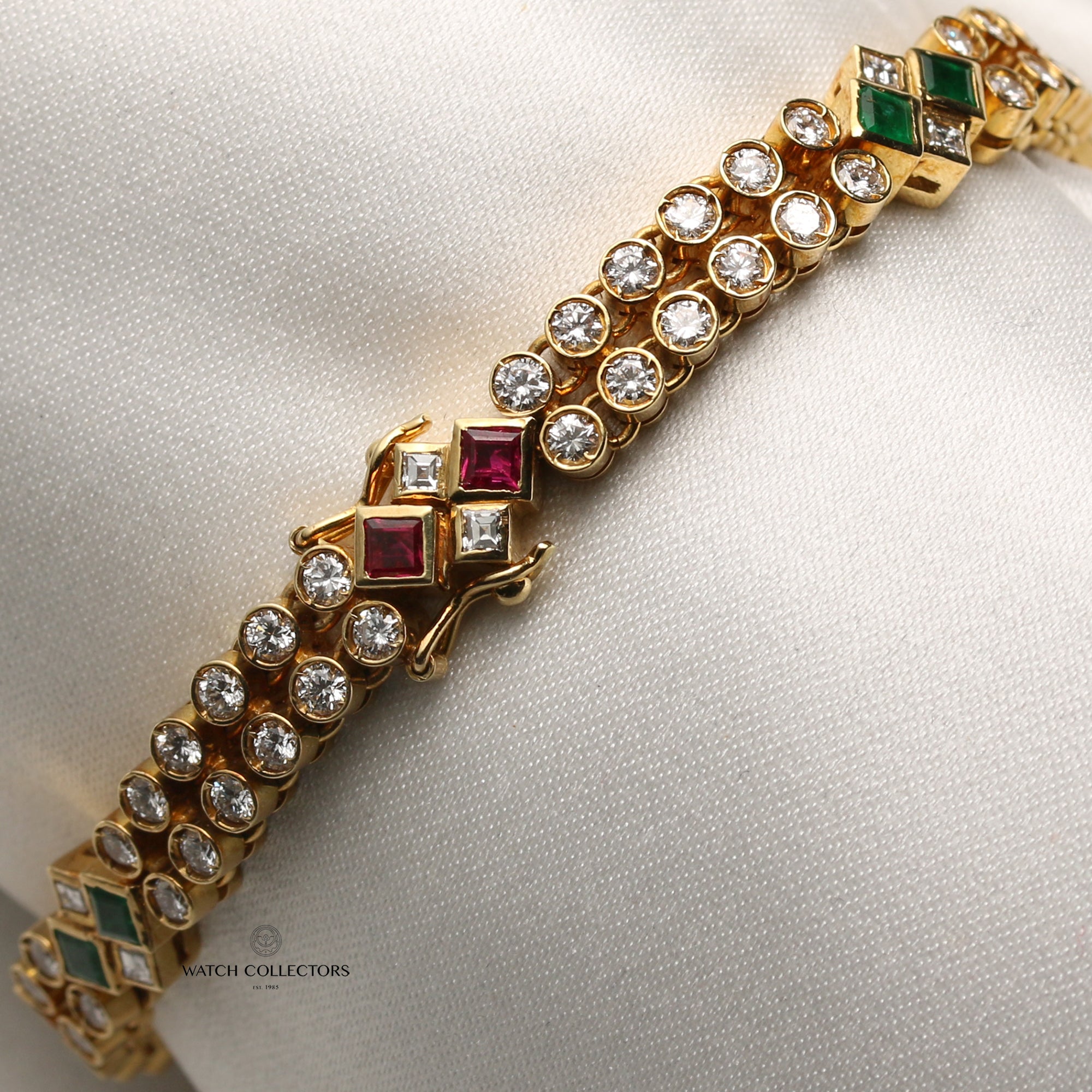 Chopard 2 18K Yellow Gold Pave Diamond Dial Multi-Gem Bracelet Second Hand Watch Collectors 7