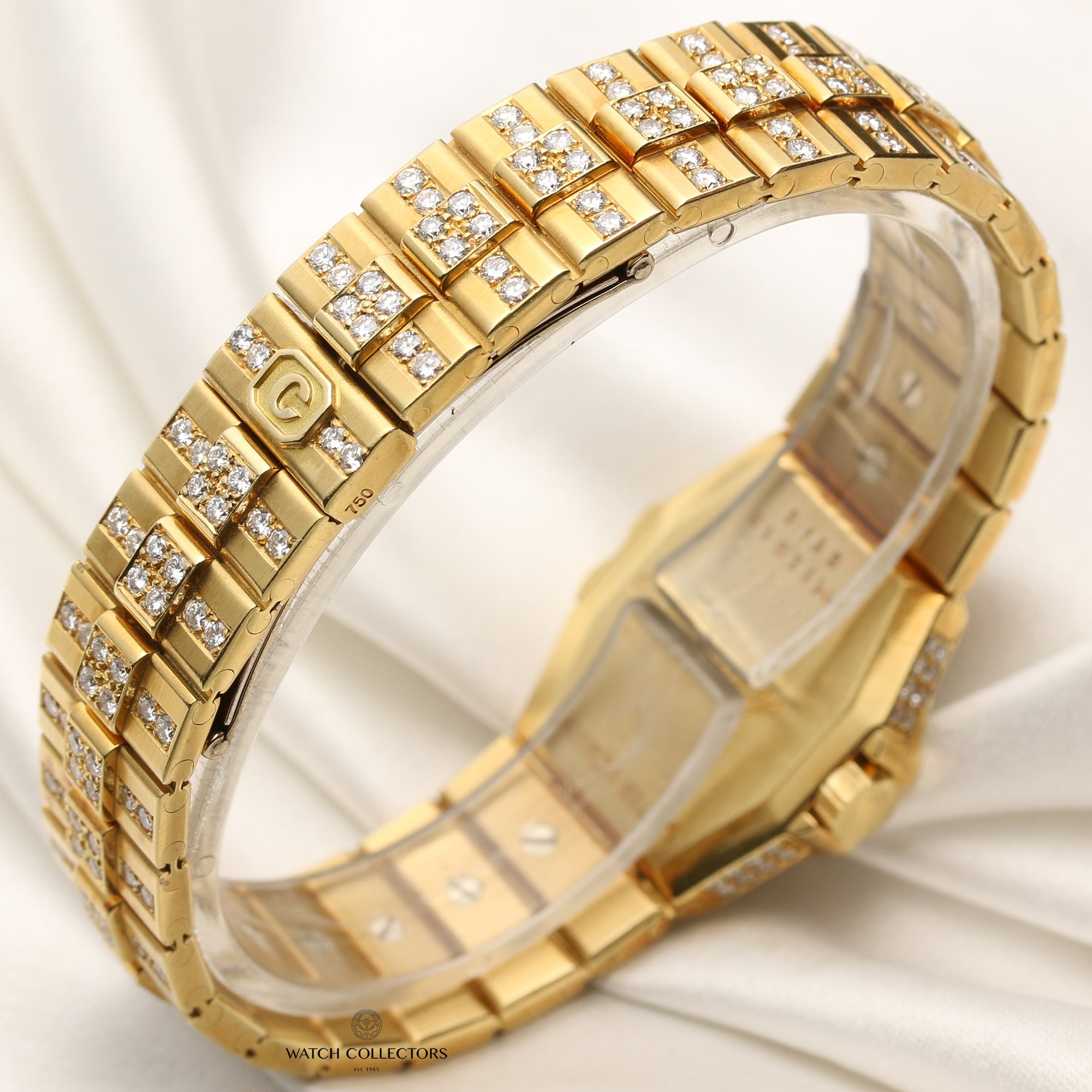 Chopard Lady 18K Yellow Gold Pave Emerald Dial Diamond Bezel Bracelet Second Hand Watch Collectors 8