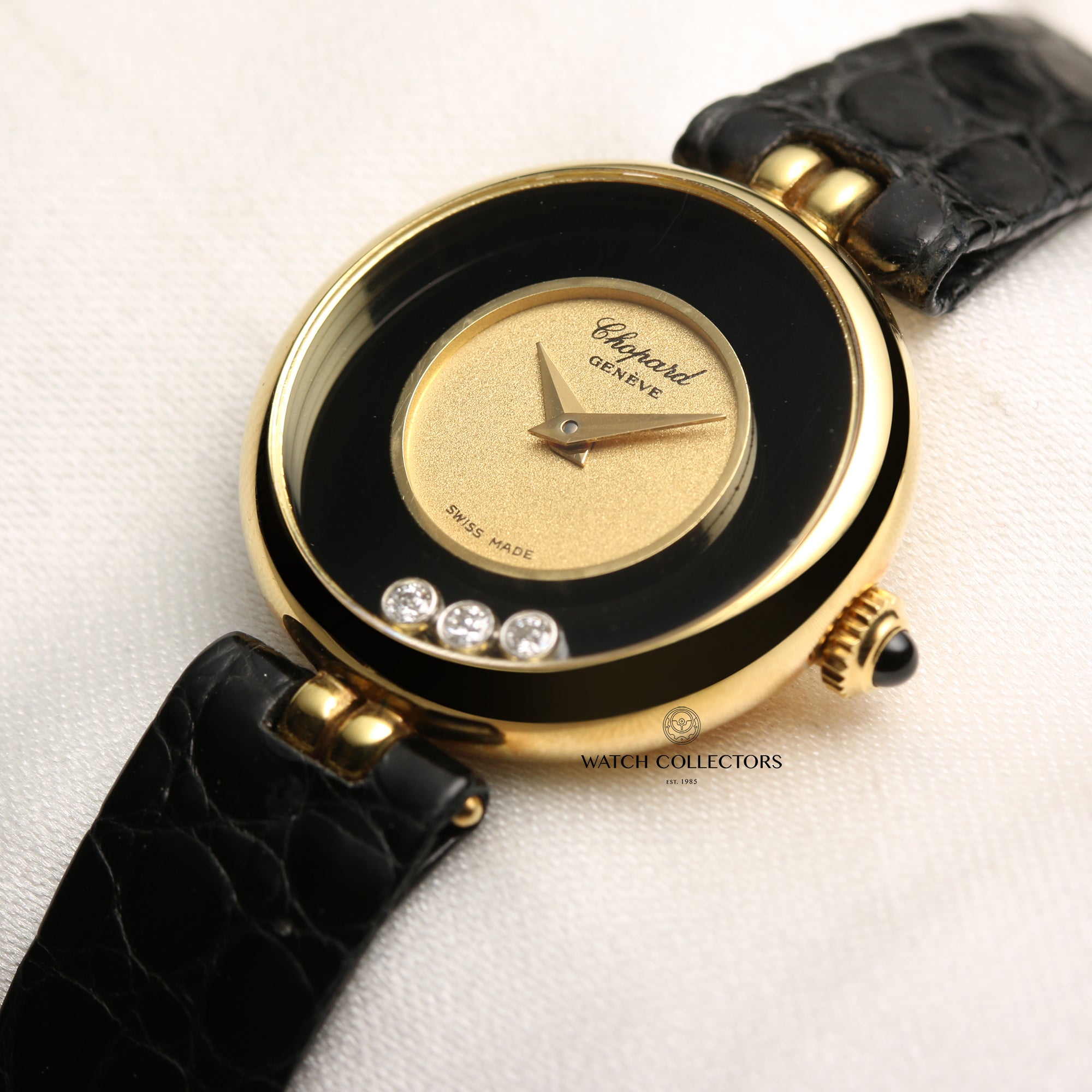 Chopard Onyx Diamond 18K Yellow Gold Second Hand Watch Collectors 3