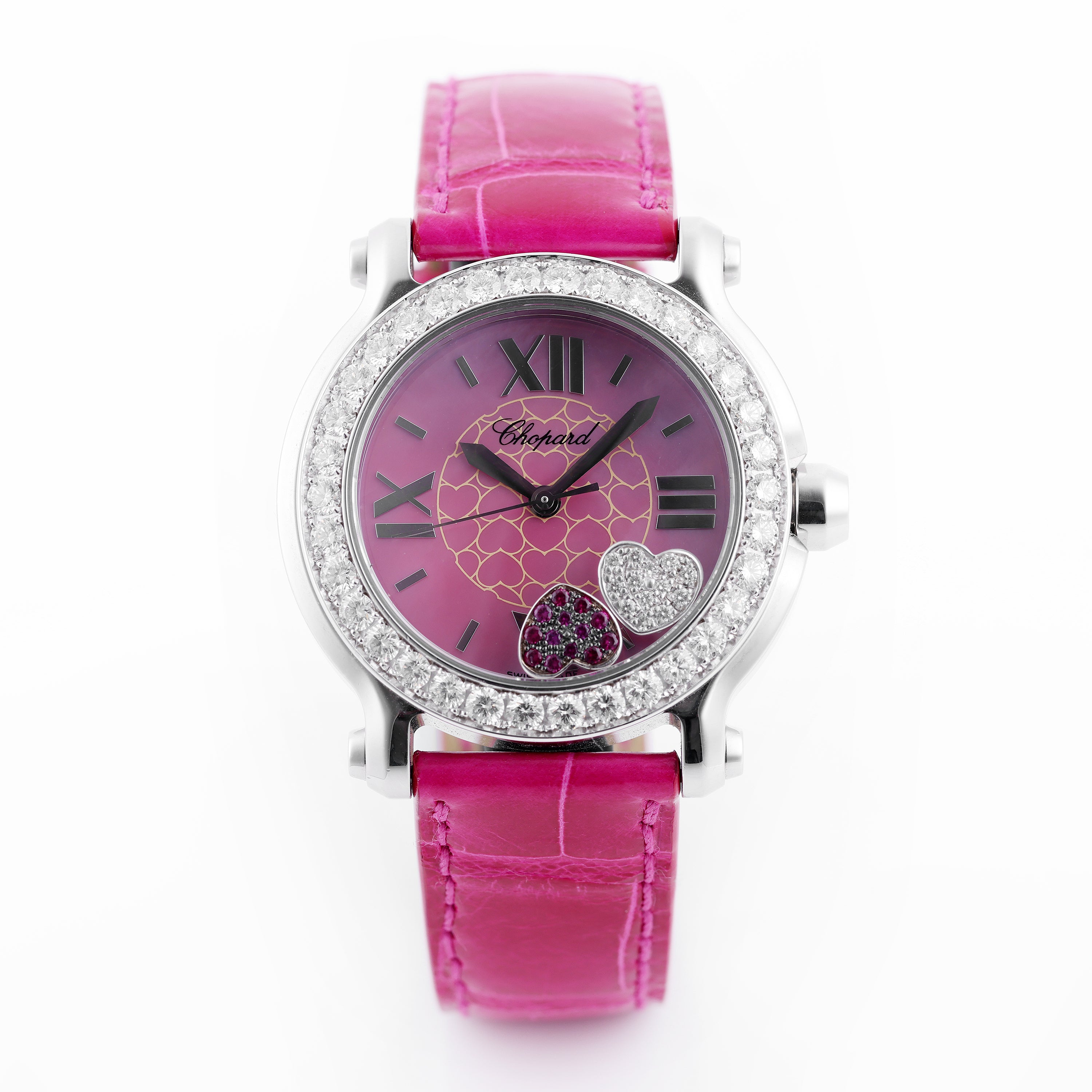 Chopard Happy Sport | REF. 8475 | Limited Edition - 500 pieces | Stainless Steel | Diamond Bezel, Diamond & Ruby Floating Hearts