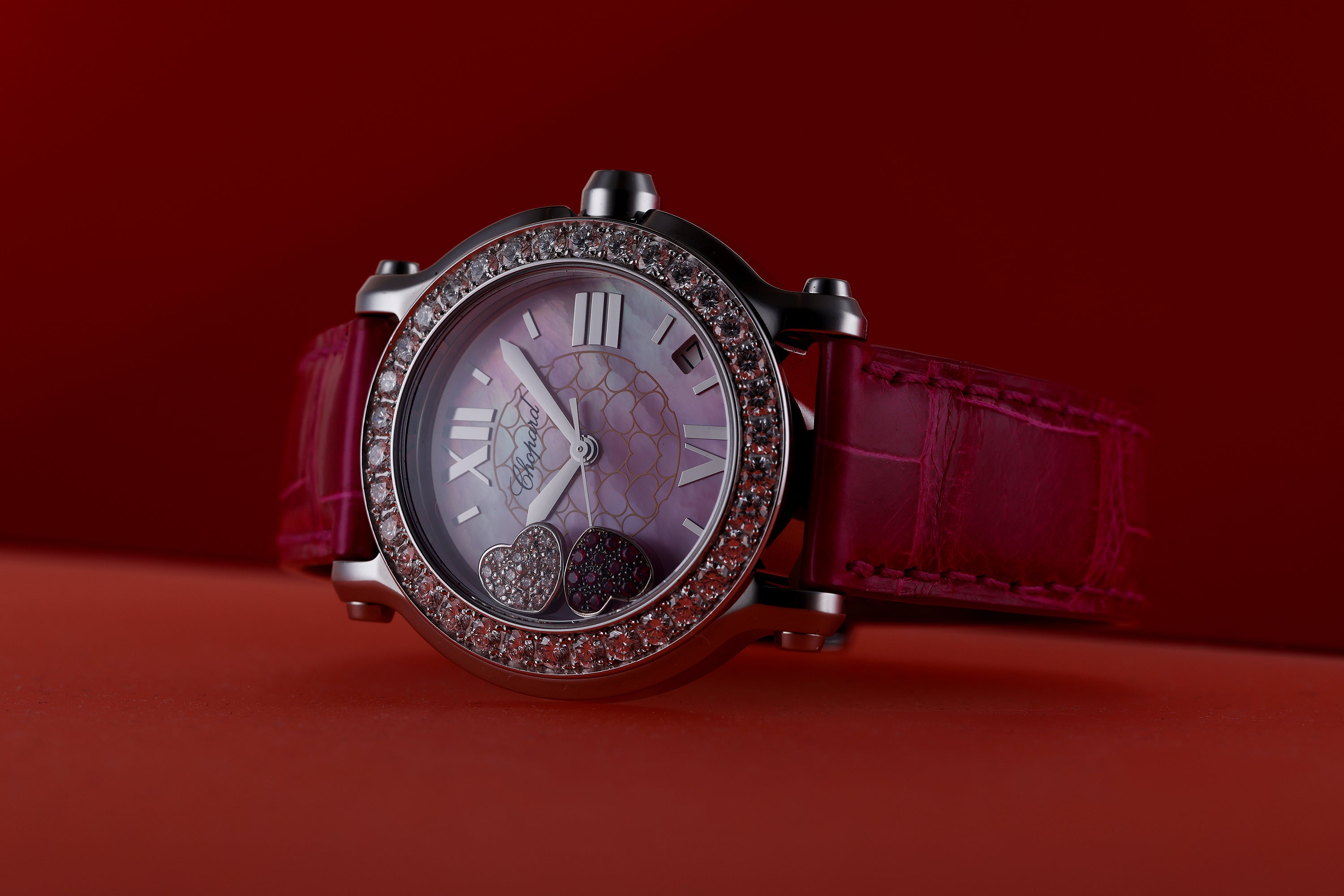 Chopard Happy Sport | REF. 8475 | Limited Edition - 500 pieces | Stainless Steel | Diamond Bezel, Diamond & Ruby Floating Hearts