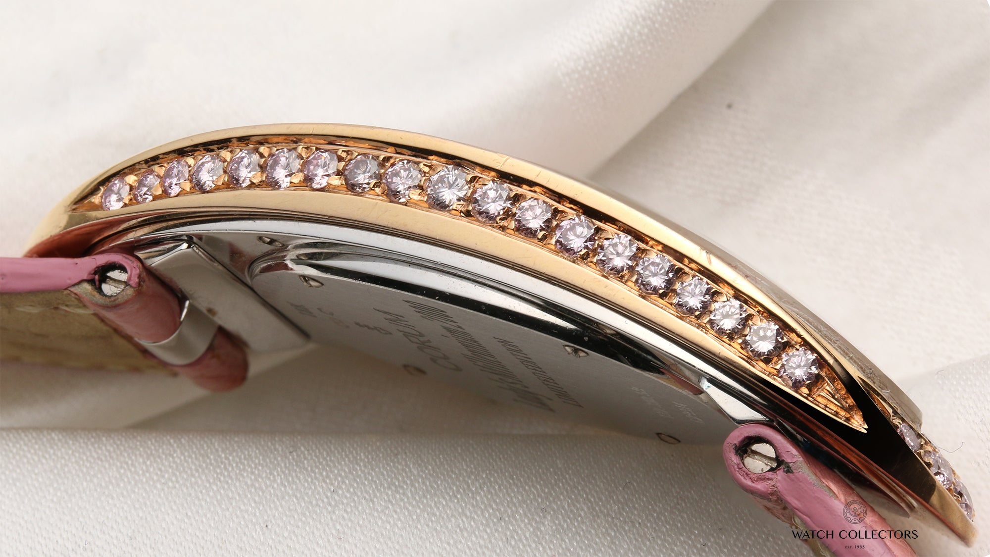 Corum Lady Millenium 2000 18K Yellow & White Gold Pink MOP Dial Diamond Bezel Second Hand Watch Collectors 7
