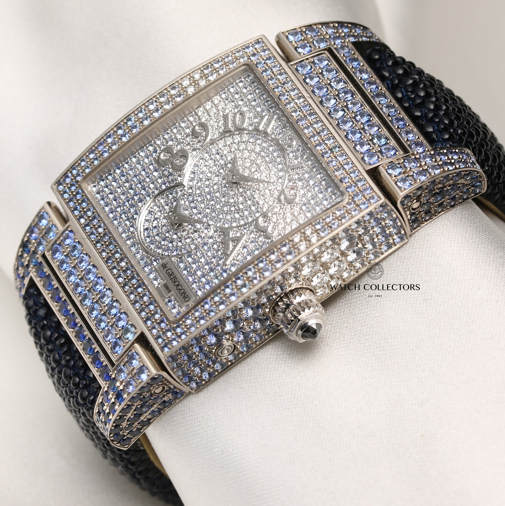 De Grisogrono Instrumento 18K White Gold Topaz & Sapphire Set Dial & Case 006387 Second Hand Watch Collectors 2