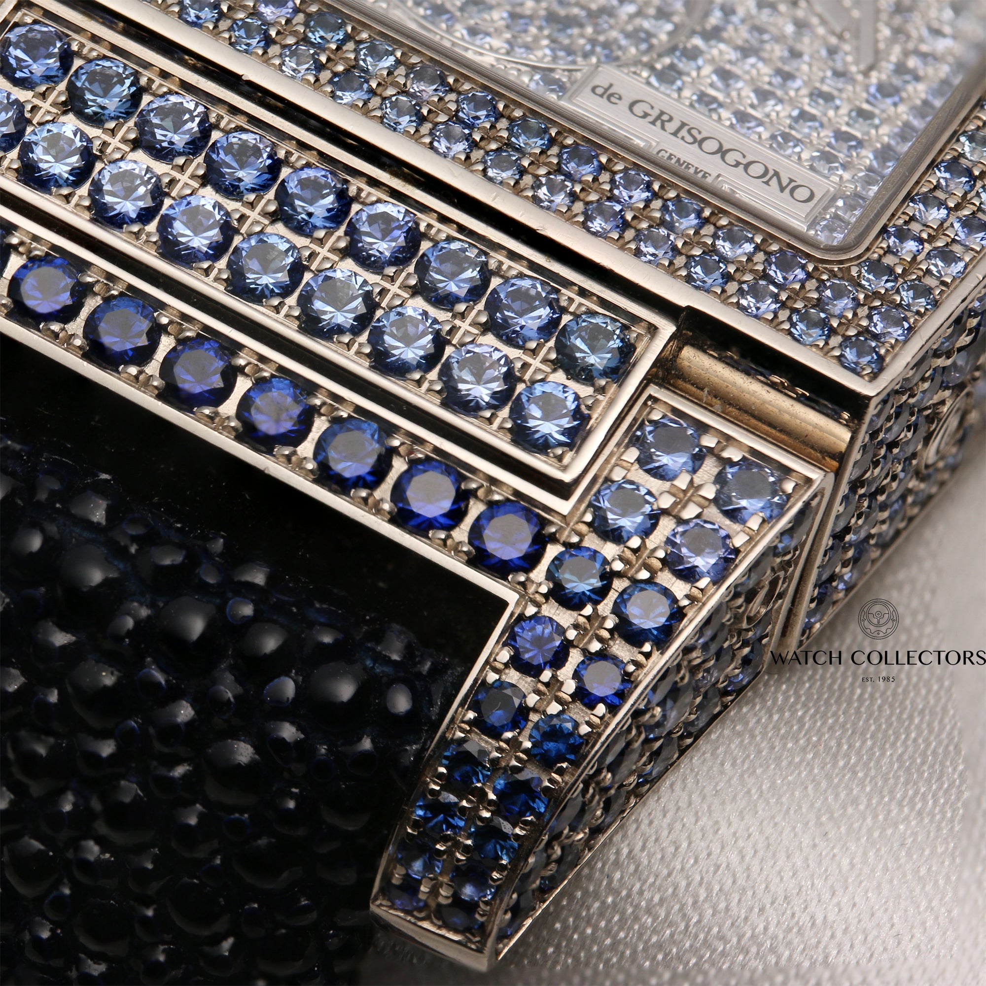 De Grisogrono Instrumento 18K White Gold Topaz & Sapphire Set Dial & Case 006387 Second Hand Watch Collectors 5